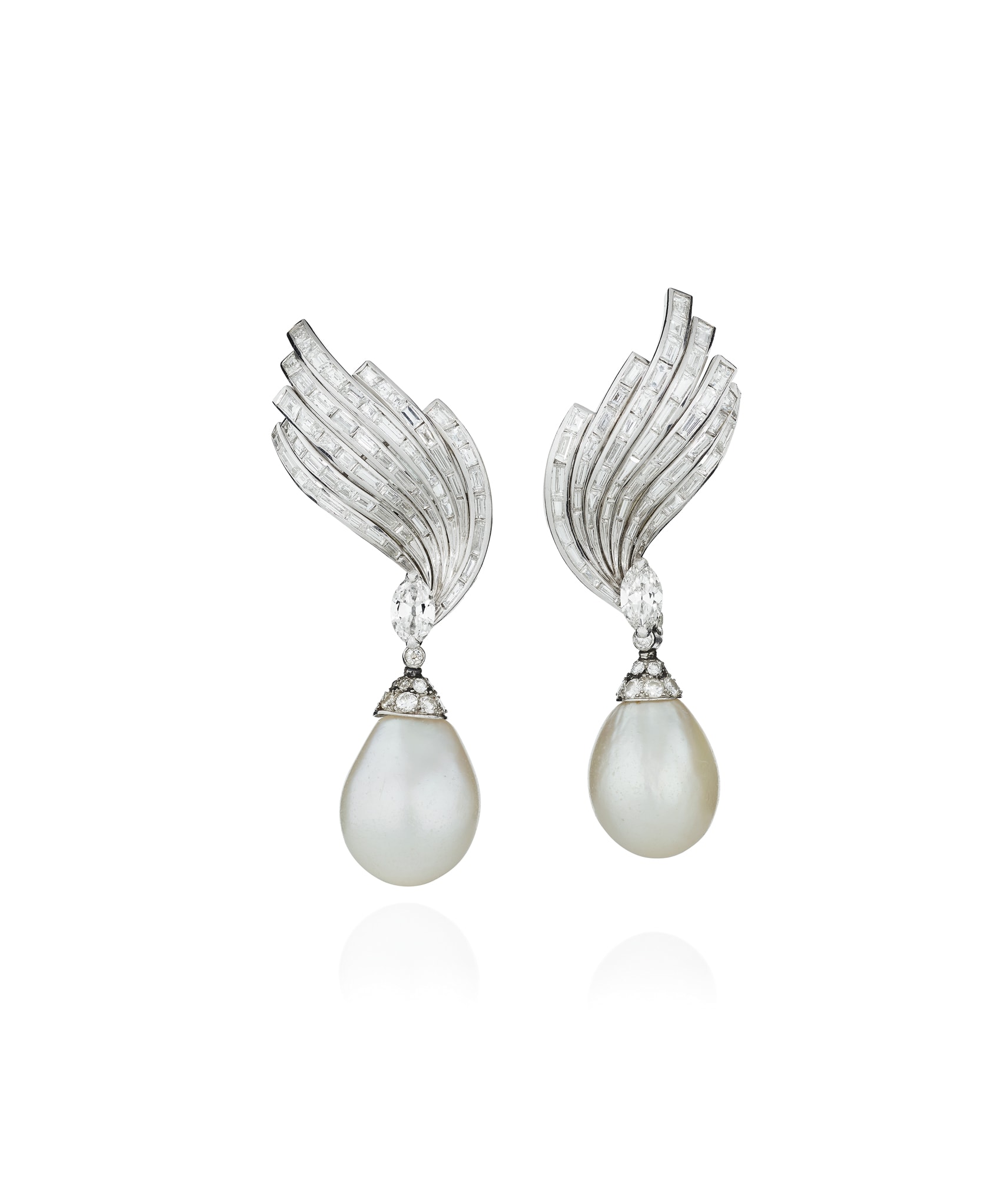 <p><strong>STERL&Eacute;</strong><strong>&nbsp;</strong><em>Pair of natural pearl and diamond ear clips</em></p>
