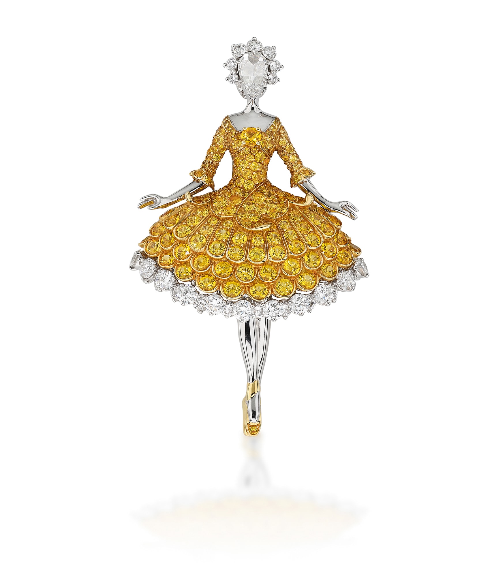 <p><strong>VAN CLEEF &amp; ARPELS</strong><strong>&nbsp;</strong><em>Yellow sapphire and diamond brooch, &lsquo;Ballerina&rsquo;</em></p>
