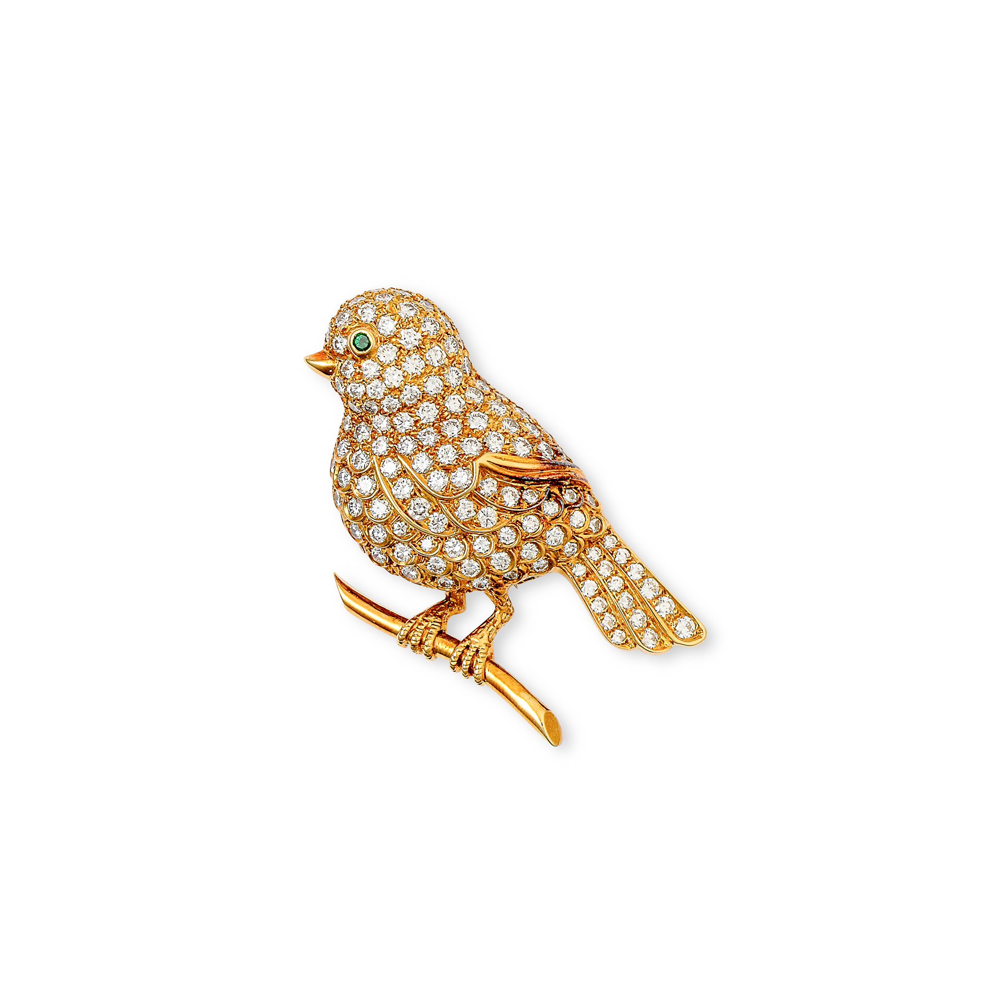 <p><strong>VAN CLEEF &amp; ARPELS</strong>&nbsp;<em>Gold, diamond and emerald brooch,</em>&nbsp;1960s</p>
