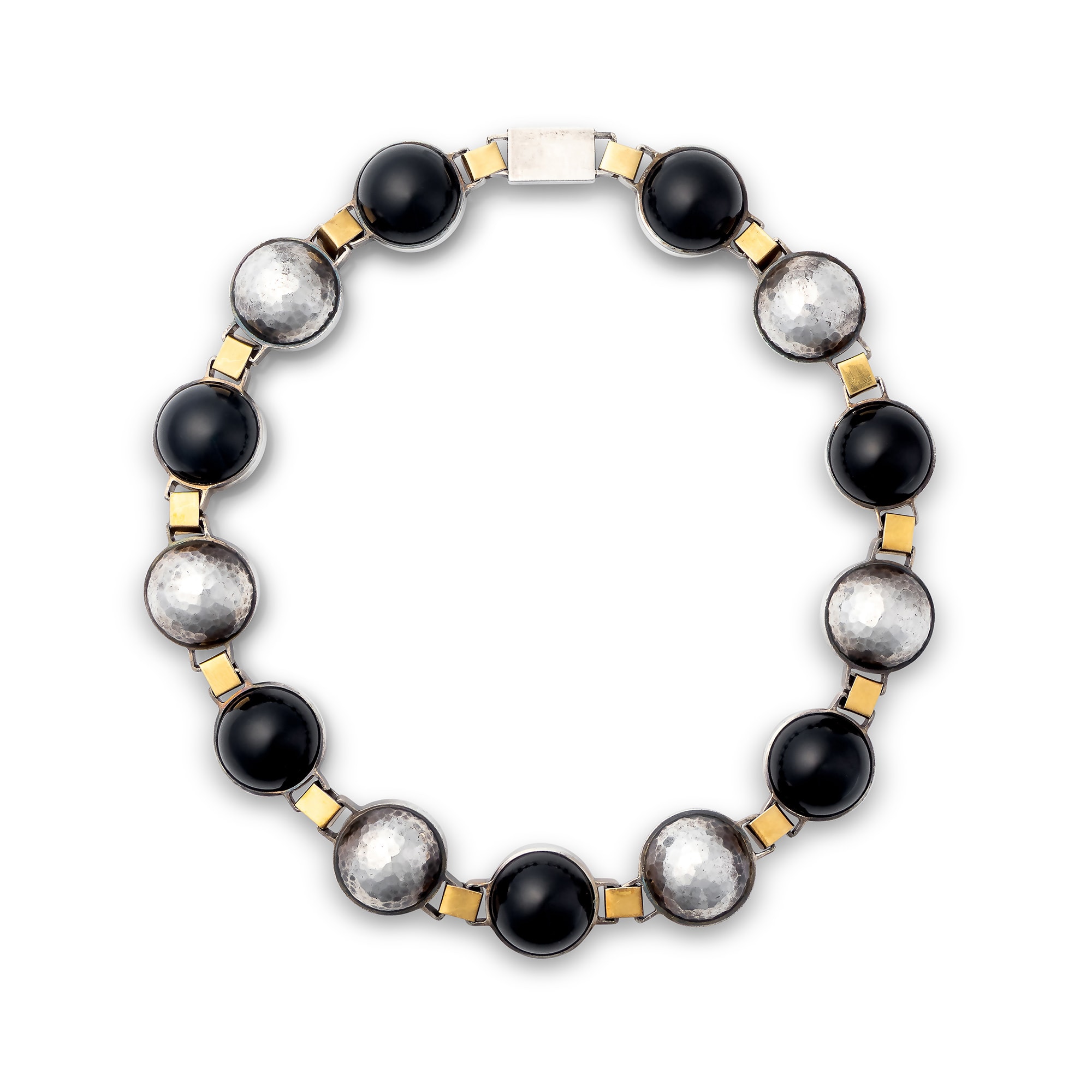 <p><strong>JEAN DESPRÉS </strong><em>Silver and onyx necklace,</em> CHF17,000–20,000</p>