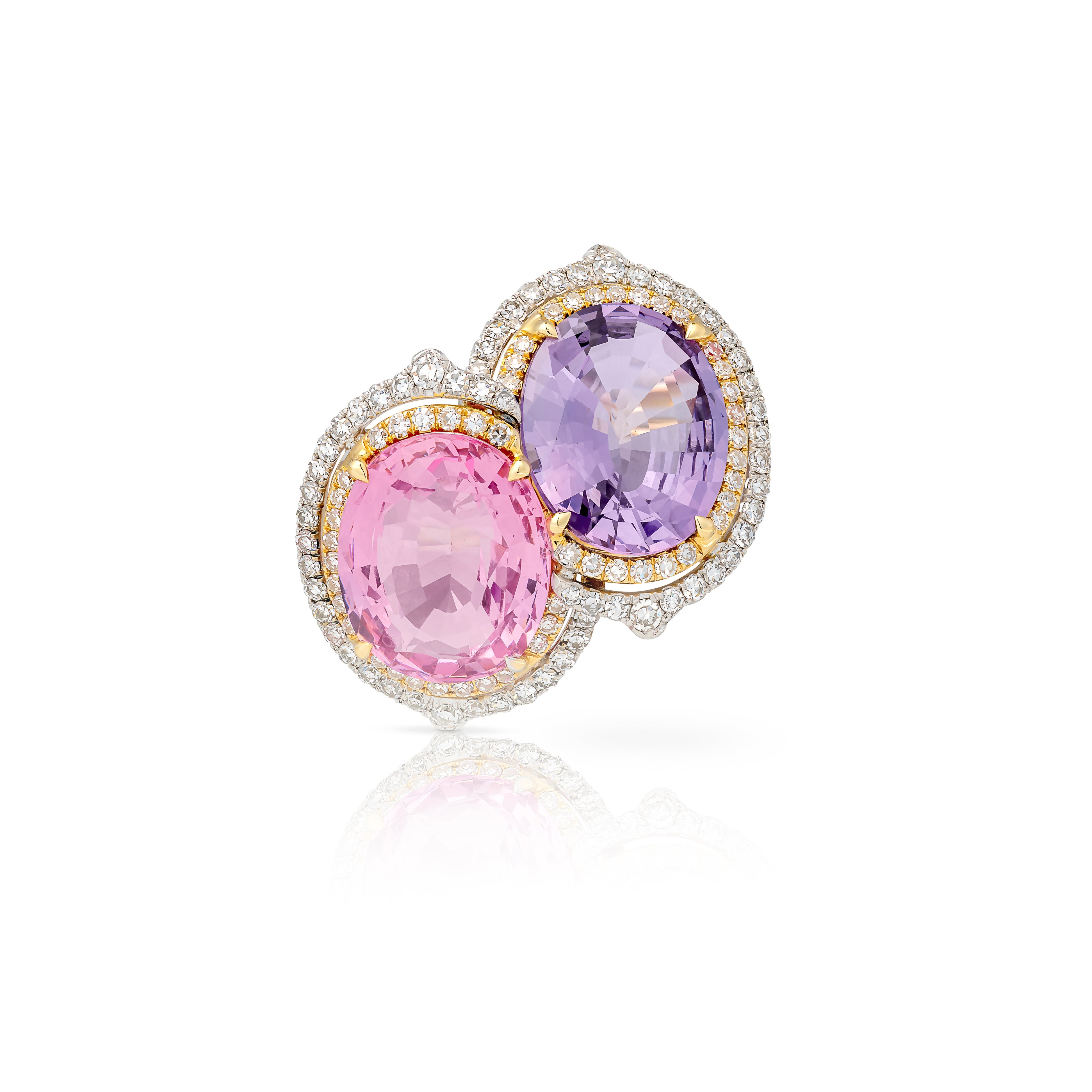 Spinel and diamond ring