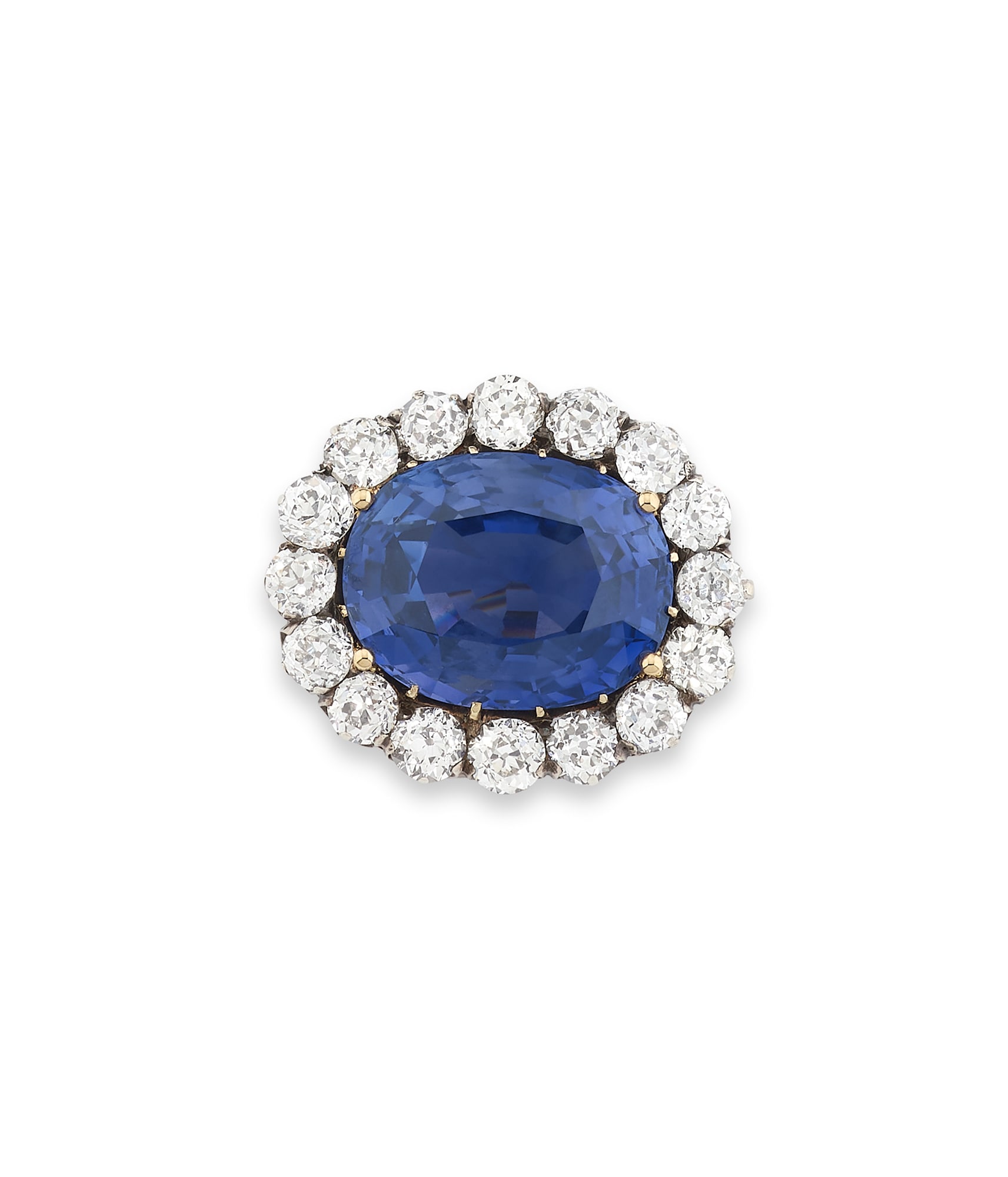 <p><em>Sapphire and diamond brooch, weighing 24.73 carats, Ceylon, no indications of heating</em></p>
