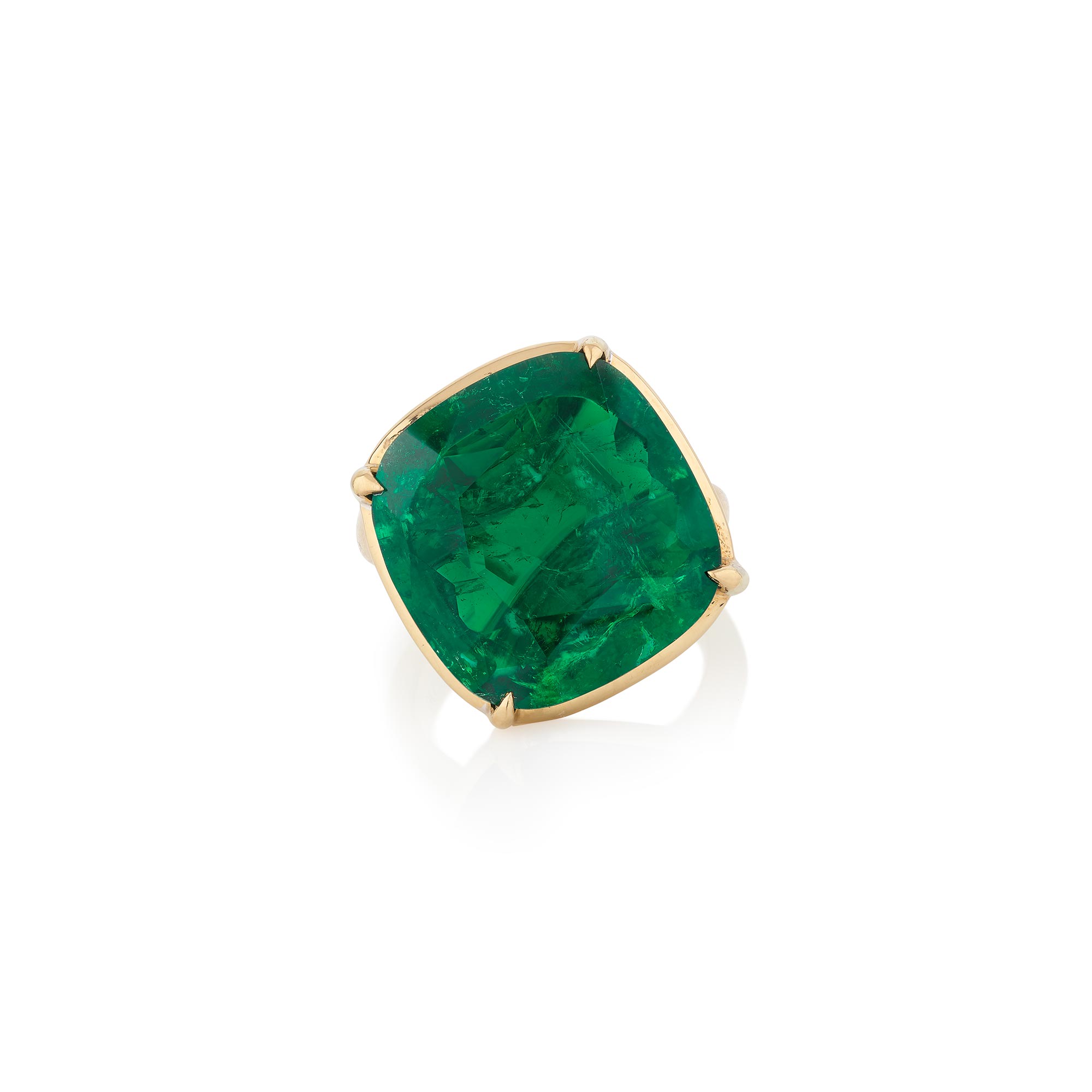 <p><em>Emerald ring weighing 14.69 carats, Colombia, no indications of clarity enhancement</em> CHF230,000&ndash;270,000</p>
