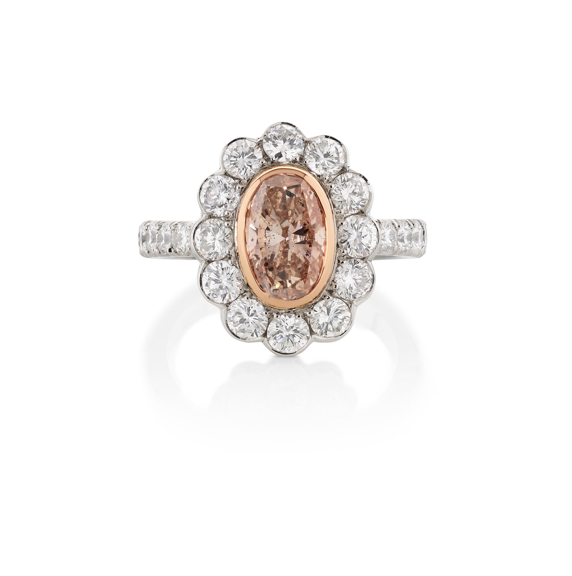 <p><em>Fancy Pink-Brown diamond ring, weighing 1.27 carats</em></p>
