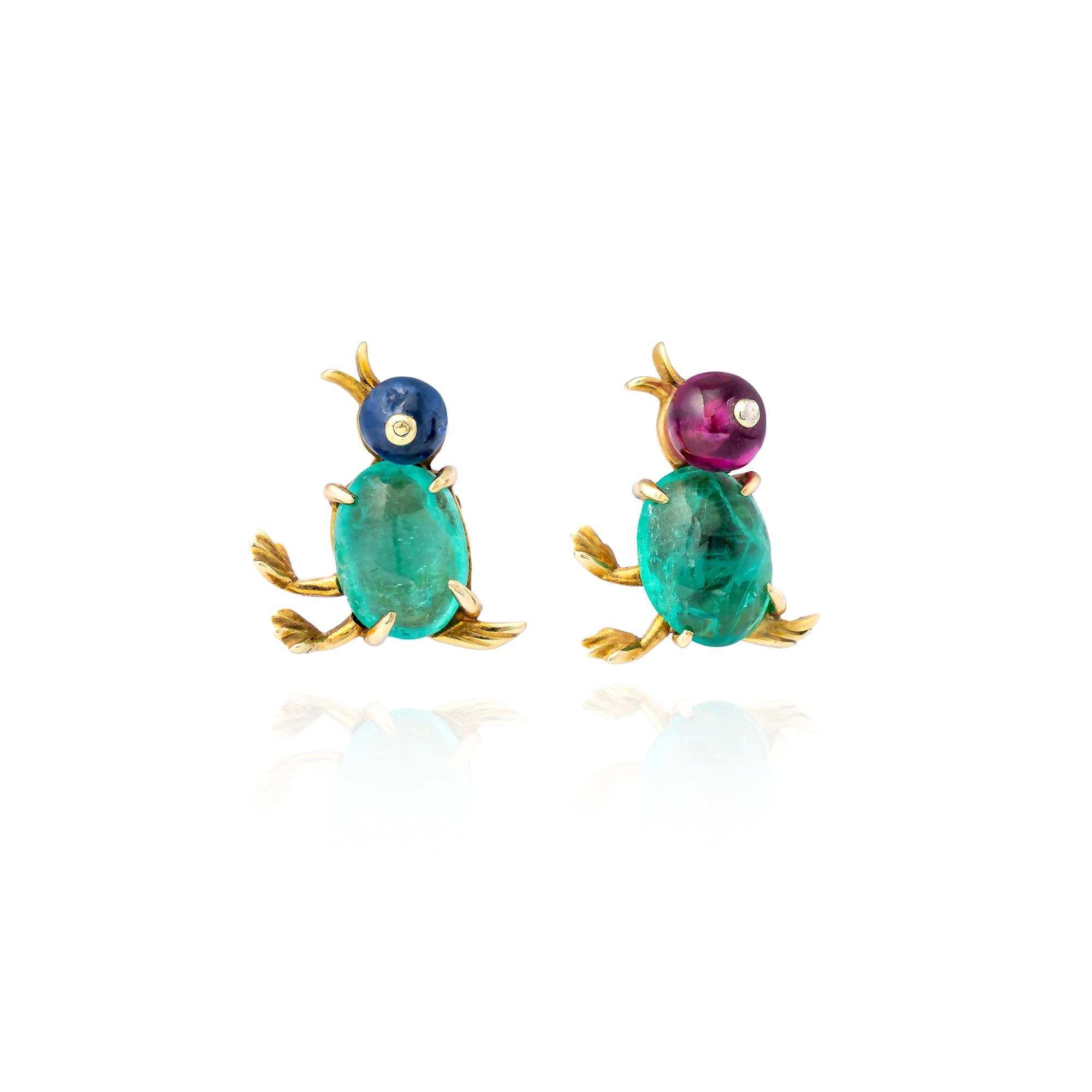 <p><em>Pair of emerald, ruby and sapphire earrings</em></p>
