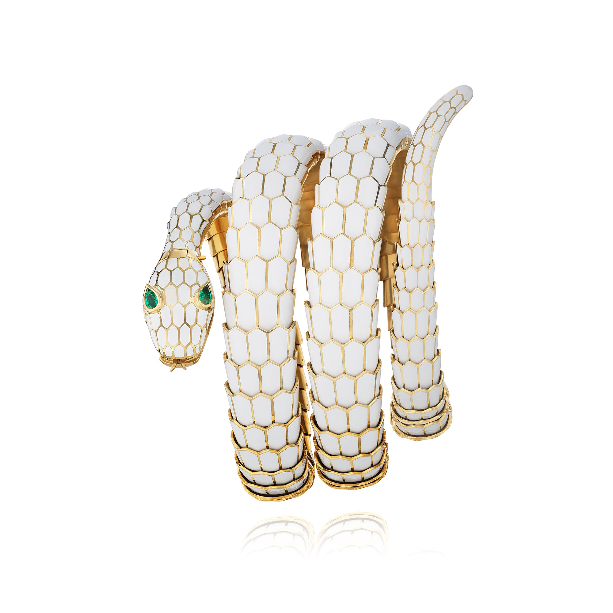 <p><strong>BULGARI</strong> <em>Emerald and enamel belt, &#39;Serpenti&#39;,</em> circa 1970</p>
