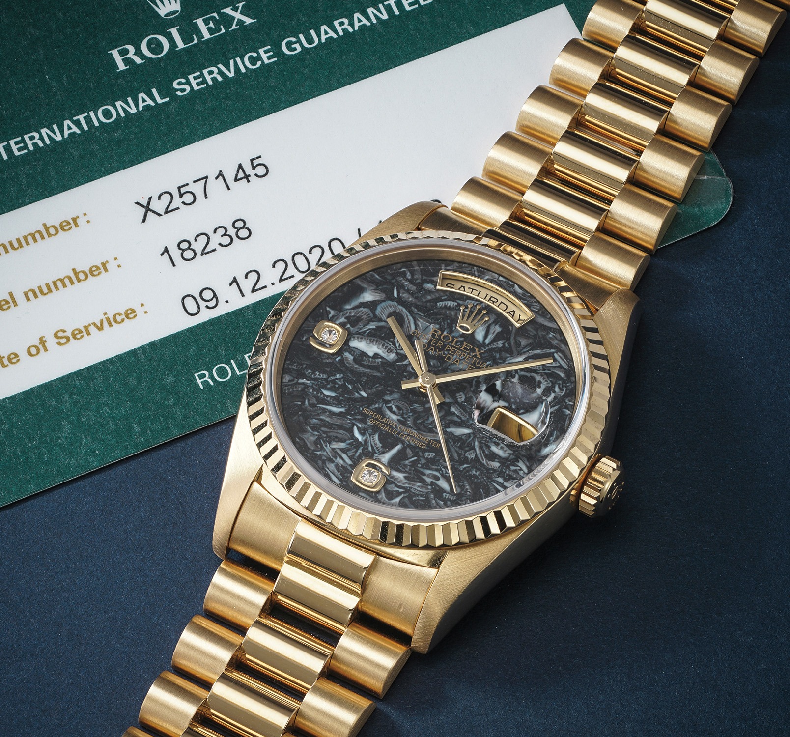 【希少】ALPHA THETA-C AT-6100 Rolex 18238, 36mm, 1991, Yellow gold, Blue Vignette Small