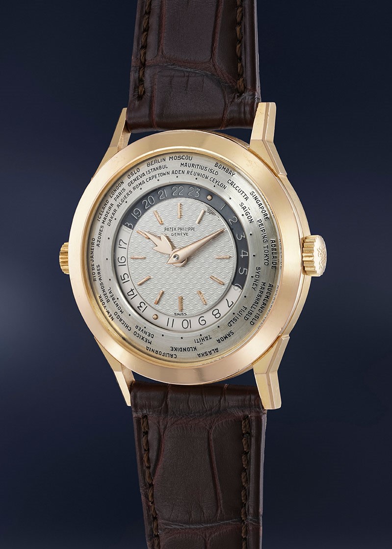 <p>A Patek Philippe world time Ref. 2523/1 in pink gold&nbsp;</p>

