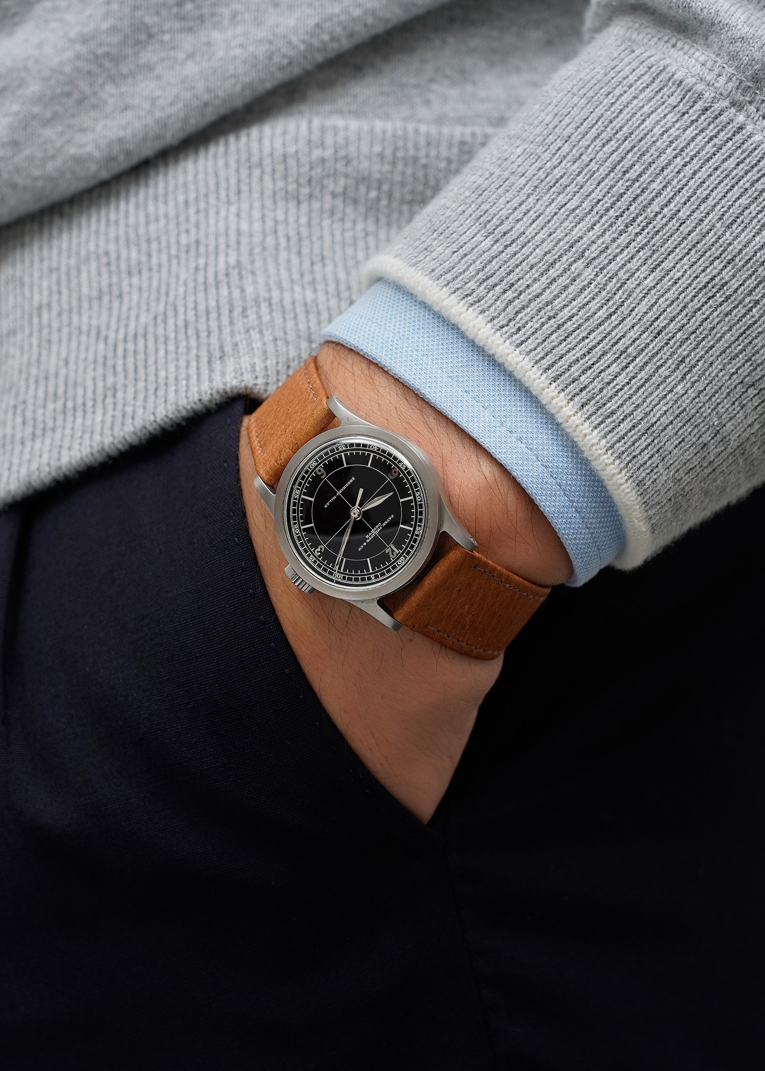 Patek Philippe レザーベルト ブラック　クロコ For Patek Philippe パテック・フィリップ ワニレザーベルト