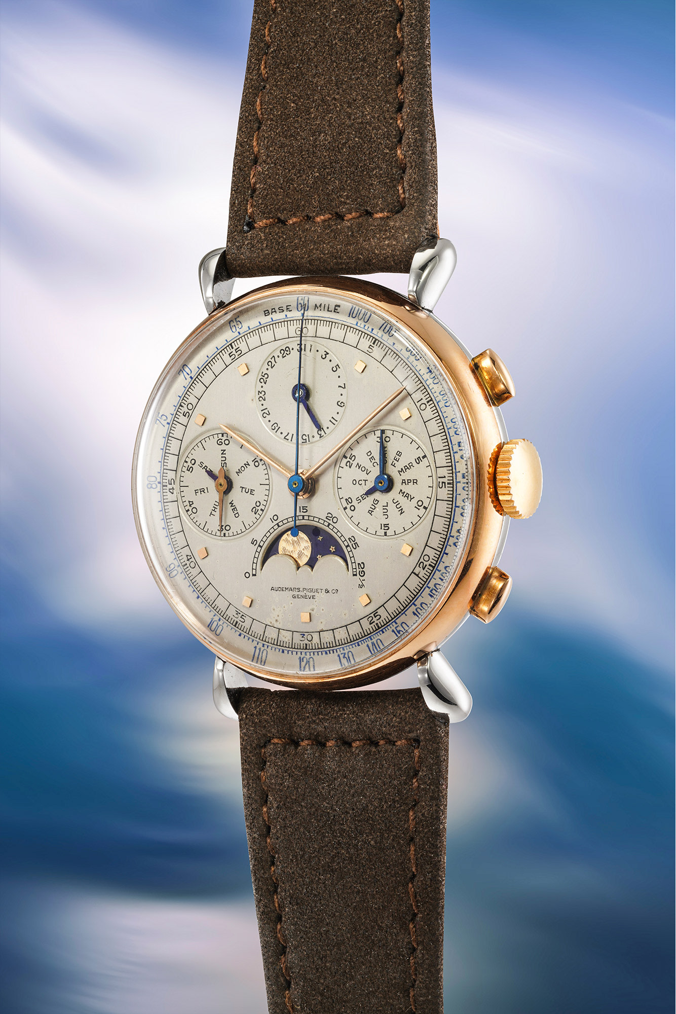 <p><strong>AUDEMARS PIGUET </strong><em>Ref. 5503 in Stainless steel and 14k pink gold. One of 5 made,</em> CHF400,000&ndash;800,000</p>
