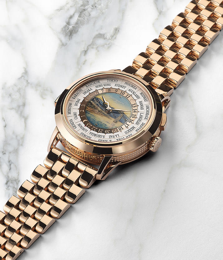 <p>A possibly unique and very important world time Patek Philippe Ref. 5531, made in pink gold, featuring an automatic minute repeater</p>
