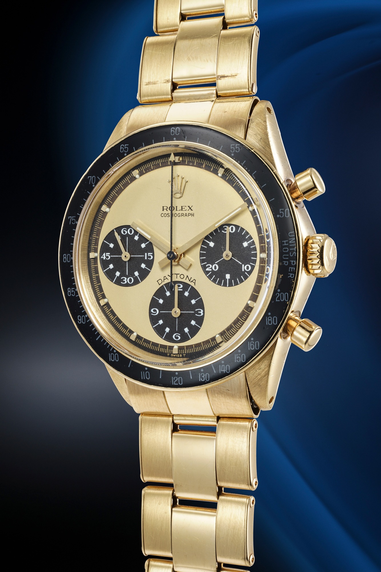 <p><strong>ROLEX</strong>, Ref. 6264 Cosmograph Daytona &quot;Paul Newman - Lemon&quot; in Yellow Gold</p>
