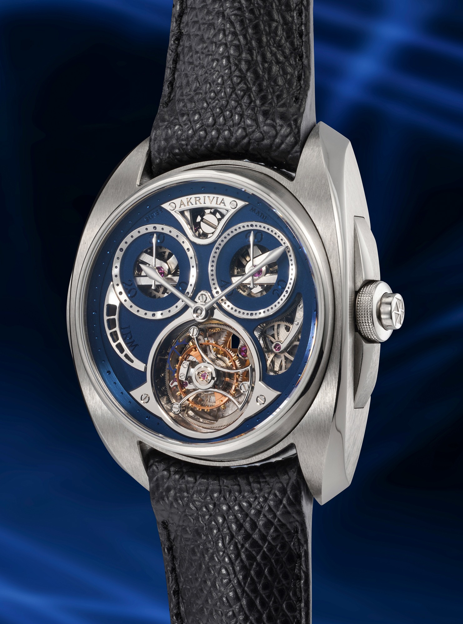 <p><strong>AKRIVIA</strong>&nbsp;<em>Single Button Chronograph Tourbillon AK01, in titanium</em></p>
