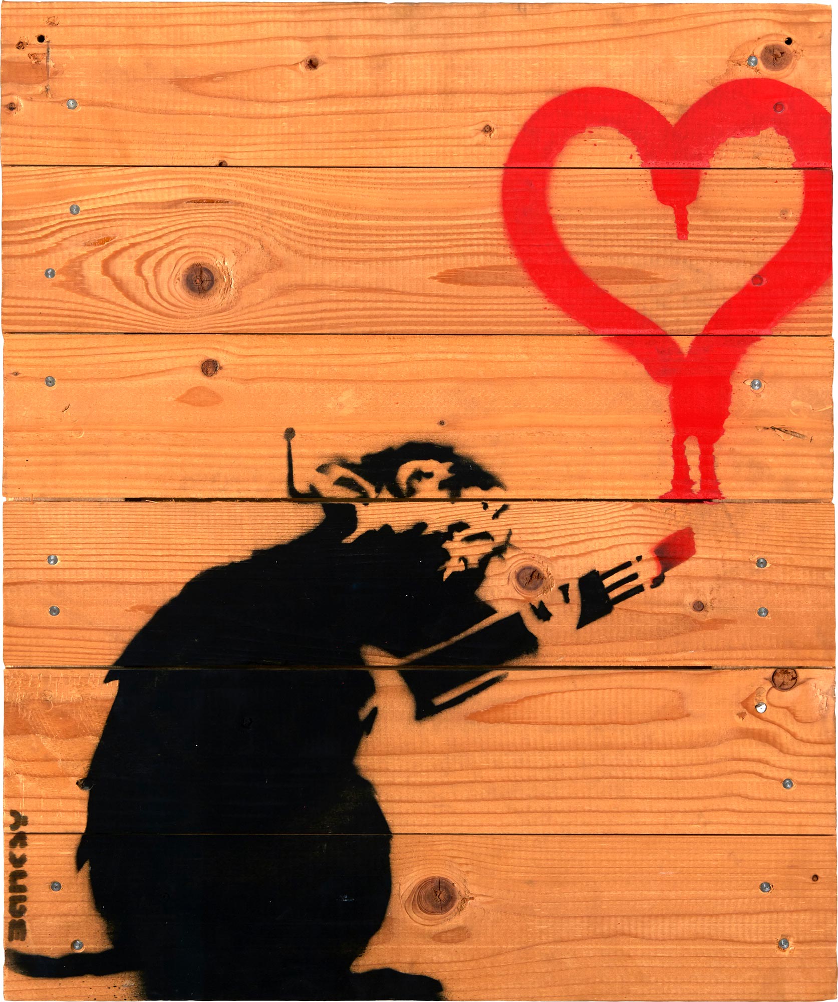<b>BANKSY</b> <i>Love Rat on Pallette</i>, 2004