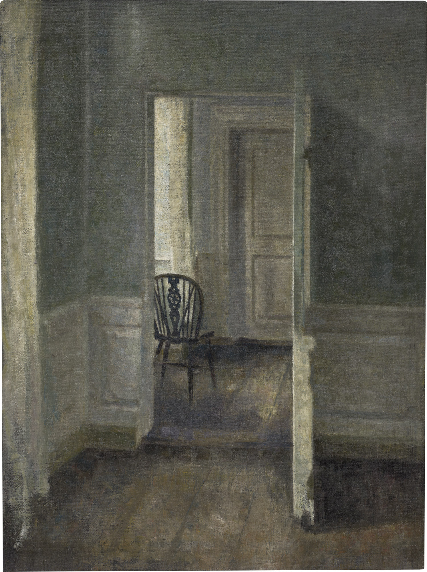 <p><strong>VILHELM HAMMERSHØI </strong><em>Interior with Windsor Chair, </em>1913</p>