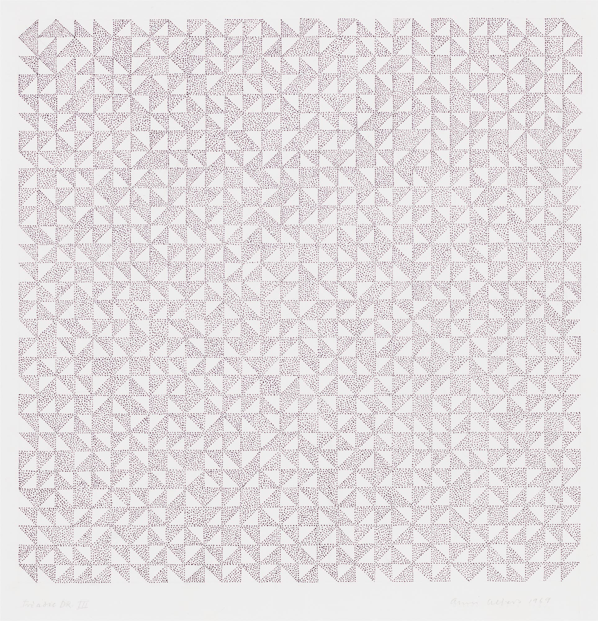 <p><strong>ANNI ALBERS</strong> <em>Triadic DR III,</em> executed 1969</p>