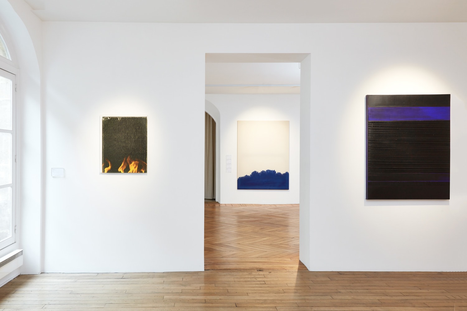 <p>Works by Wade Guyton, Latifa Echakhch and Pierre Soulages</p>