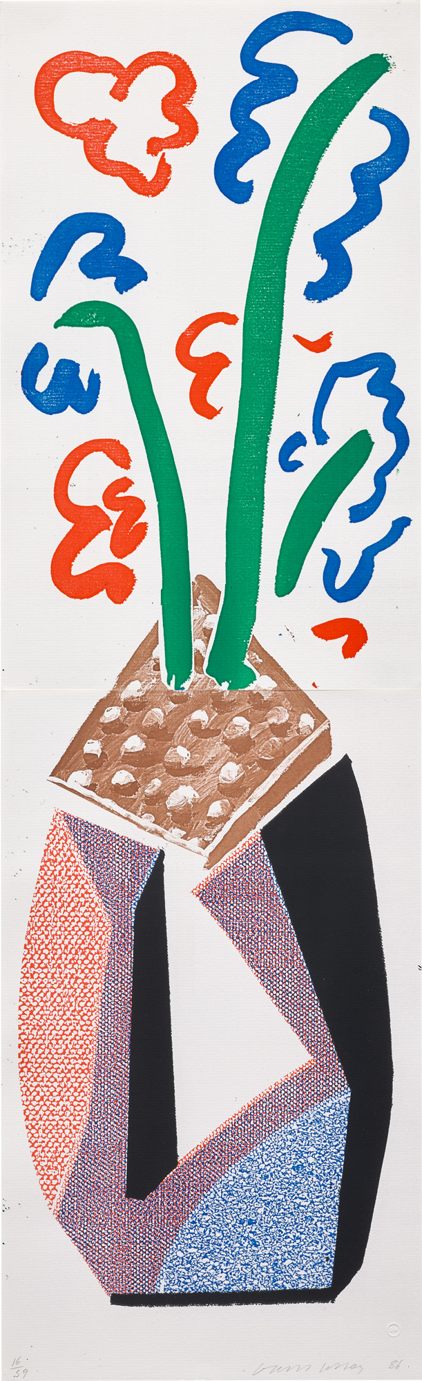 <p><strong>DAVID HOCKNEY&nbsp;</strong><em>Red, Blue and Green Flowers,</em>&nbsp;May 1986</p>
