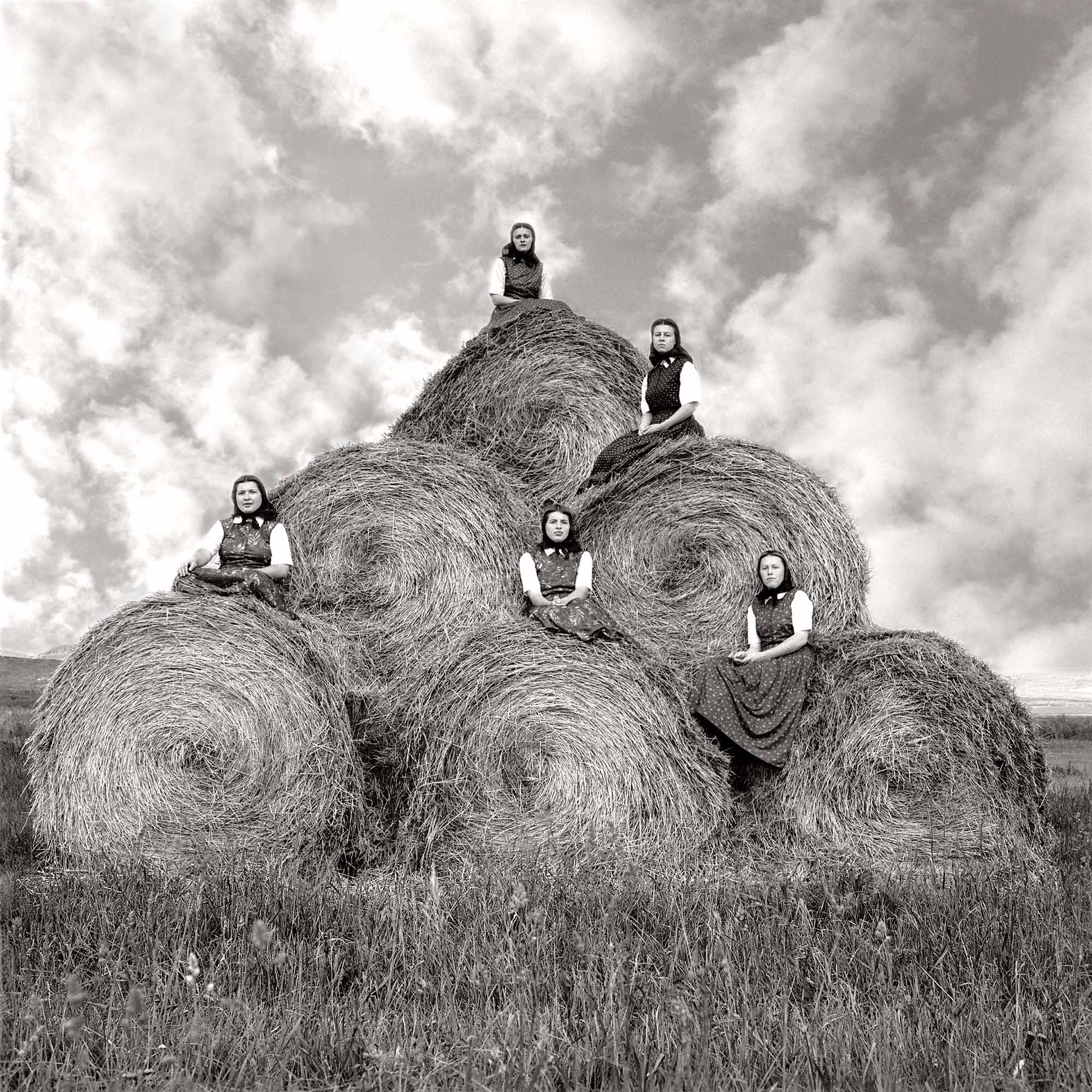 <b>LAURA WILSON</b> <i>Hutterite girls during hay making season, Surprise Creek Colony Stanford, Montana, August 22</i>, 1991