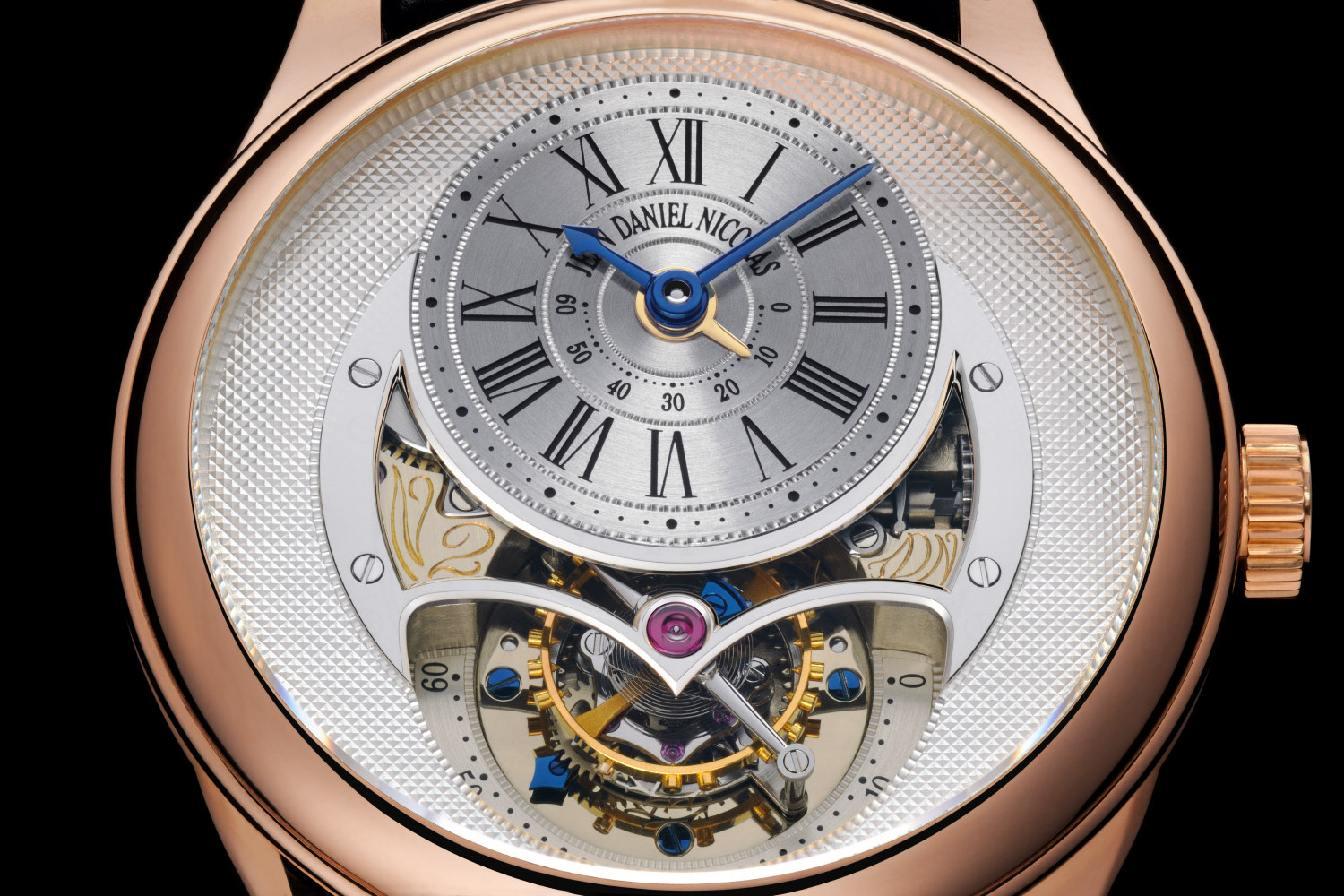 <p><strong>JEAN DANIEL NICOLAS (DANIEL ROTH) </strong>Tourbillon 2 Minutes in Rose Gold &copy; Guy Lucas de Peslouan</p>
