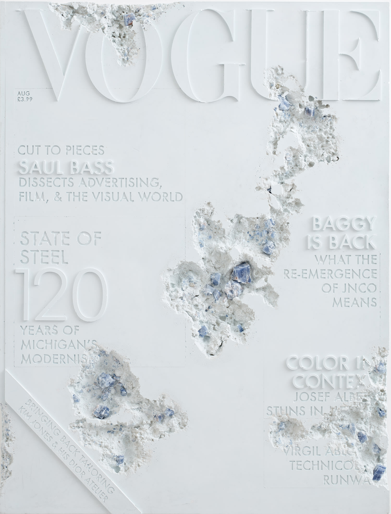 <p><strong>DANIEL ARSHAM</strong>&nbsp;<em>Blue Calcite Eroded Vogue Magazine</em>, 2019</p>

