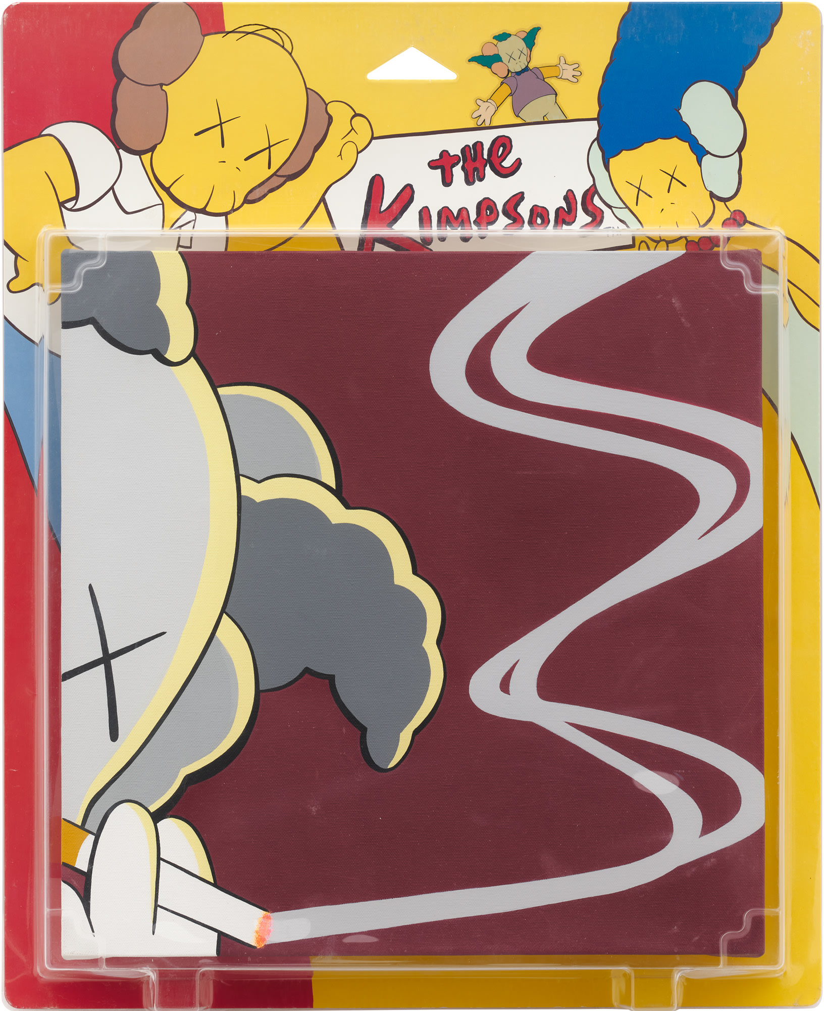 <p><strong>KAWS</strong> <em>UNTITLED (KIMPSONS), PACKAGE PAINTING SERIES</em>, 2001</p>