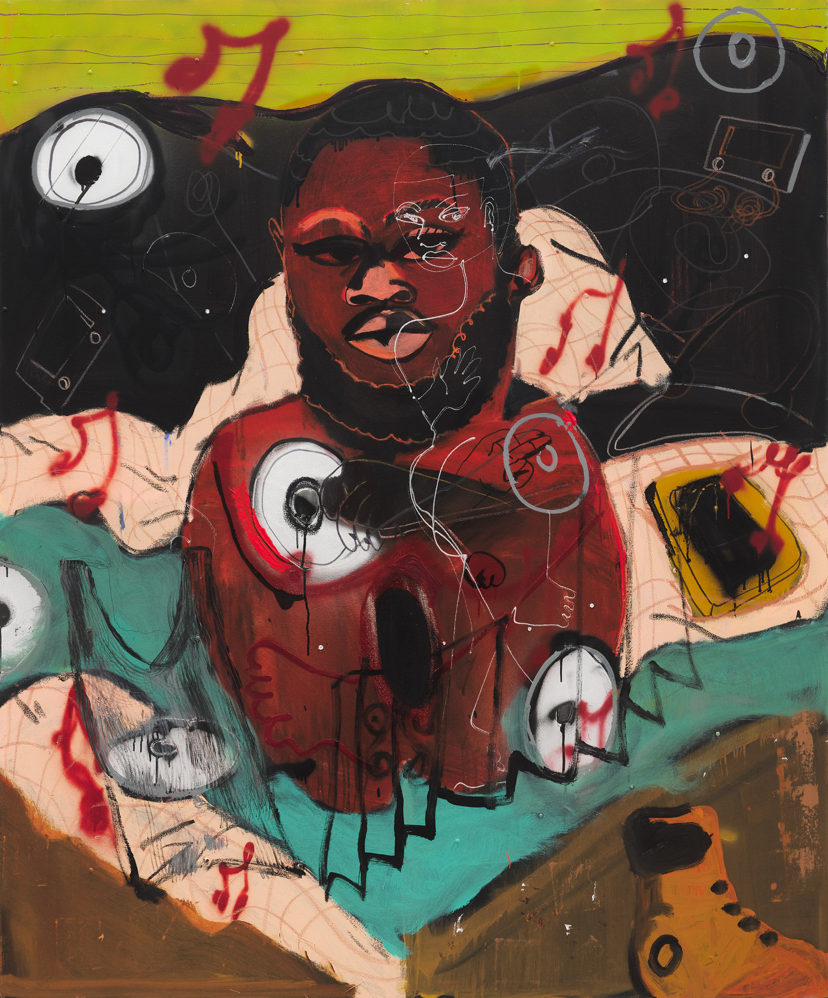 <p><strong>JONATHAN LYNDON CHASE</strong><em> Listening to 2000's</em>, 2019</p>