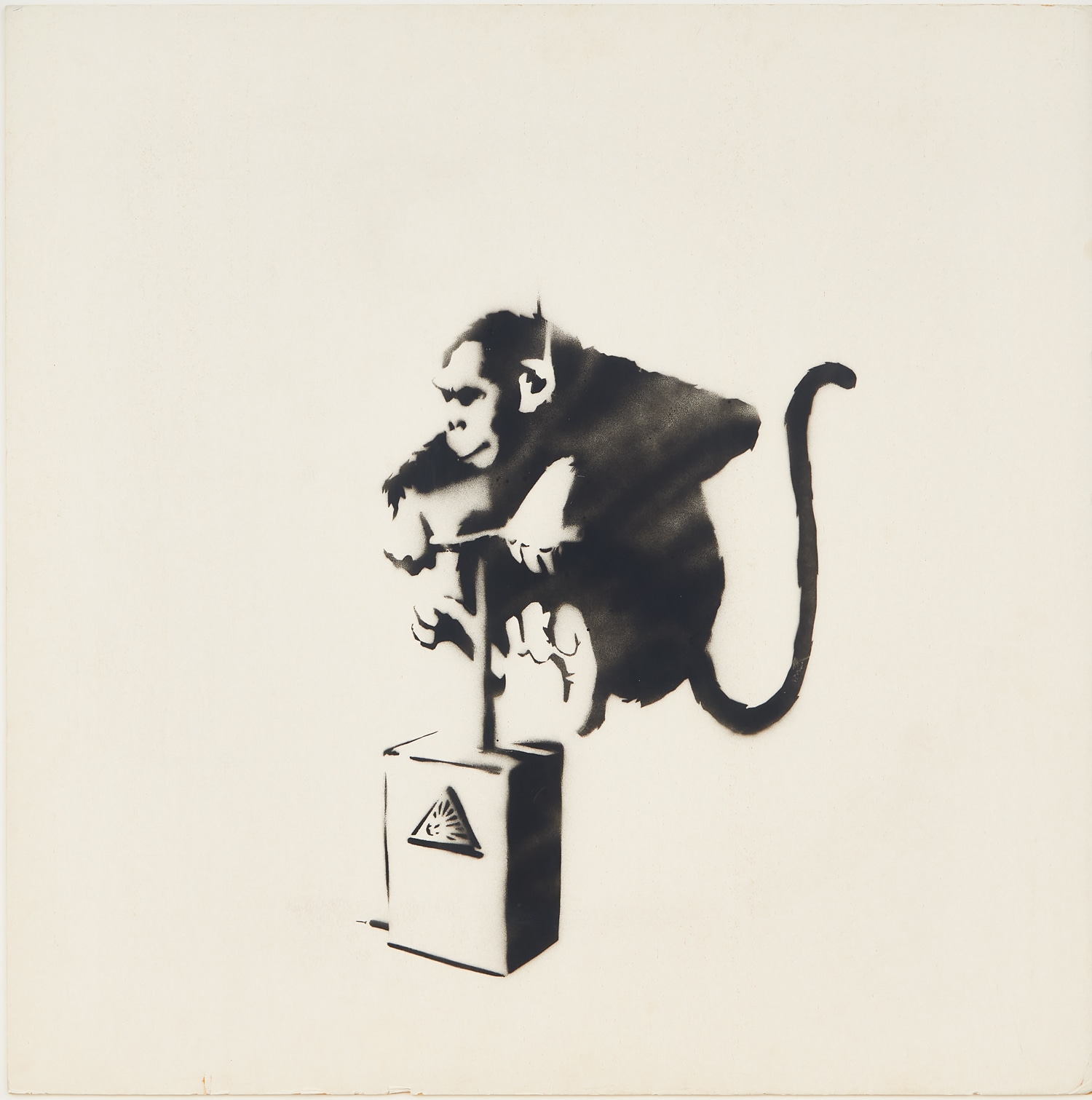 <p><strong>BANKSY</strong> <em>Monkey Detonator</em>, 2002 Courtesy of Pest Control Office</p>
