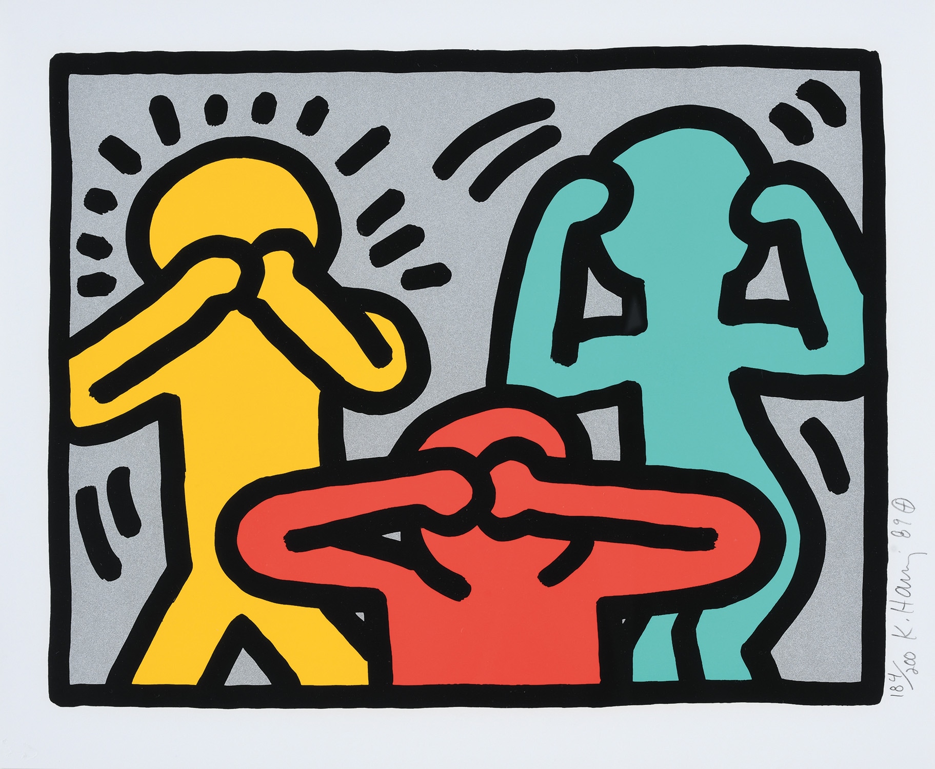 Keith Haring、No.147、希少画集画、新品額装付、状態良好 Keith Haring、No.42、希少画集画、新品額装付、状態良好