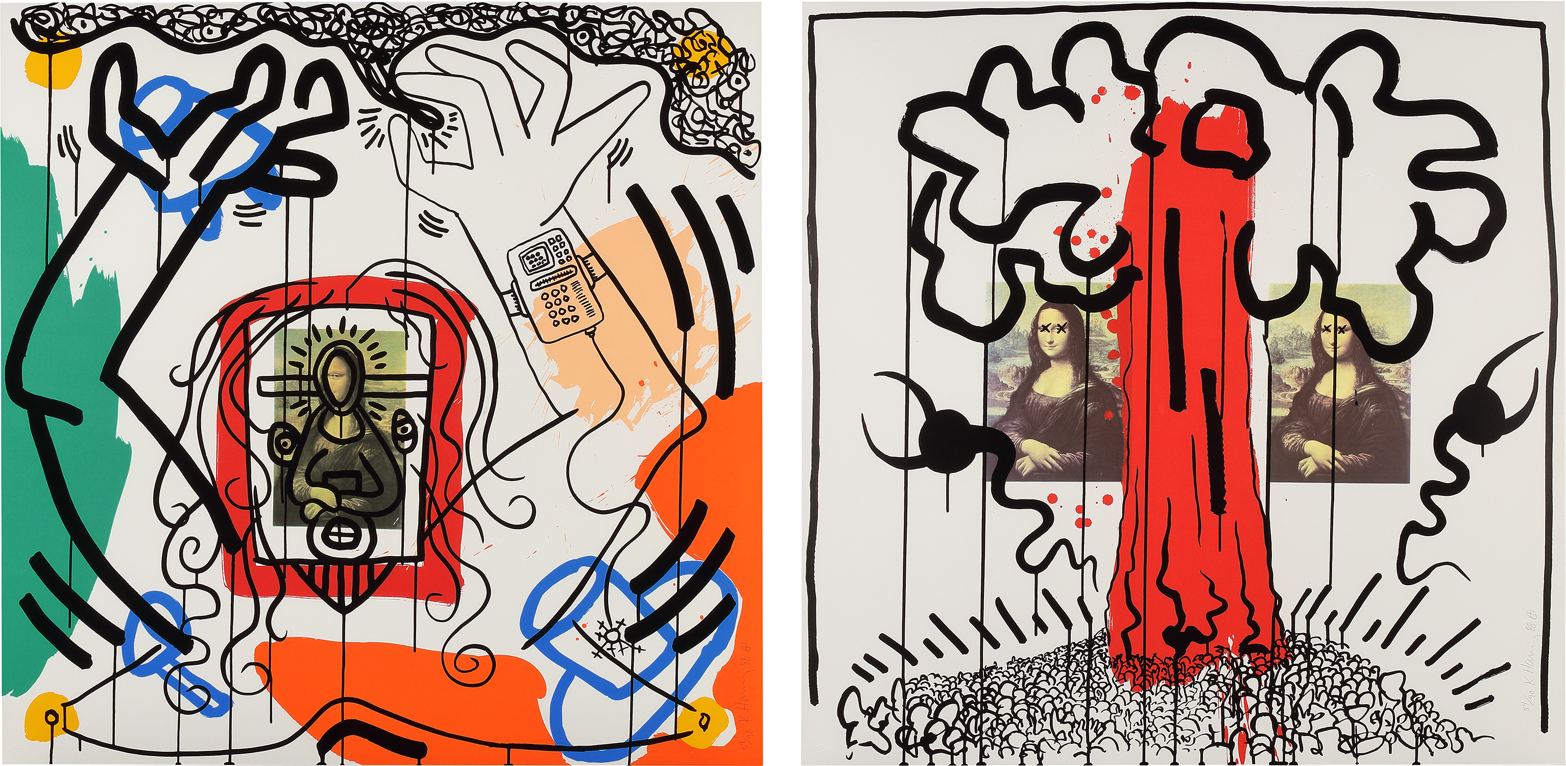 Keith Haring、No.152、希少画集画、新品額装付、状態良好 Keith Haring、No.152、希少画集画、新品額装付、状態良好 Keith