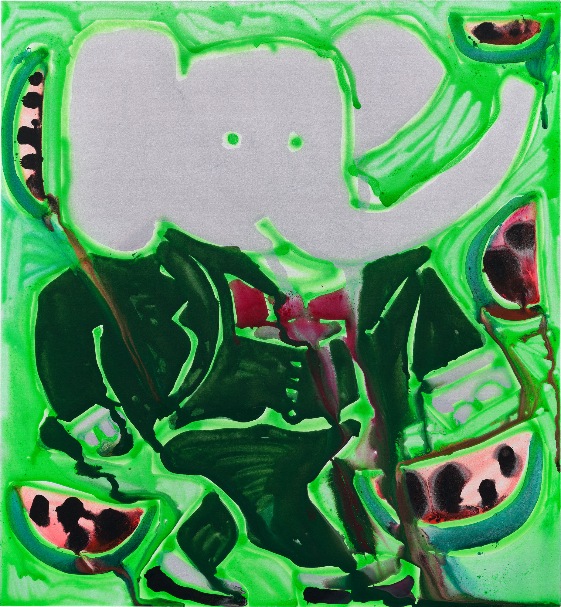 <p><strong>KATHERINE BERNHARDT</strong> <em>Green Suit One,</em> 2019</p>