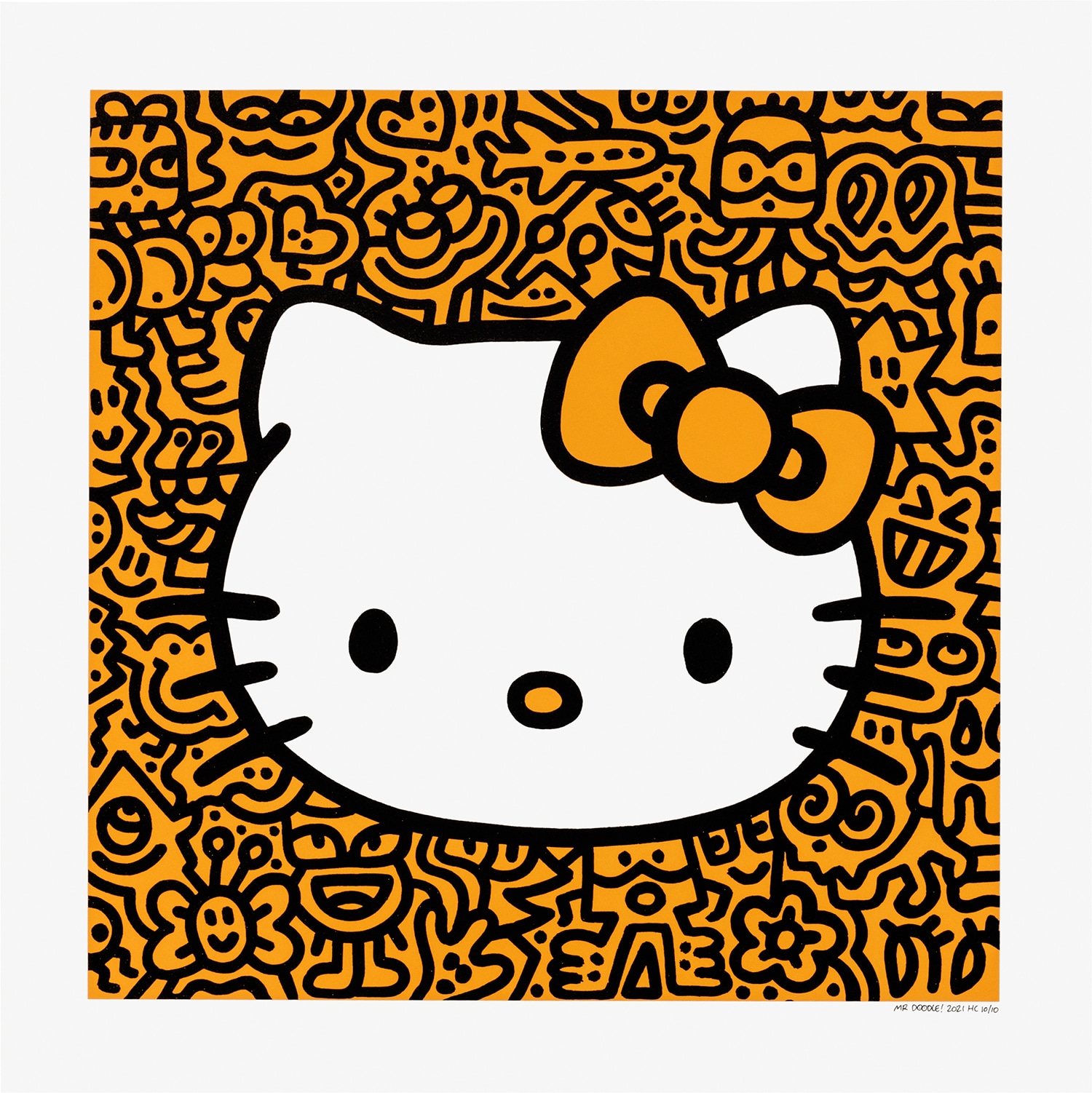 Mr Doodle ミスタードゥードゥル「ブルーキティ」絵画 額付 版画