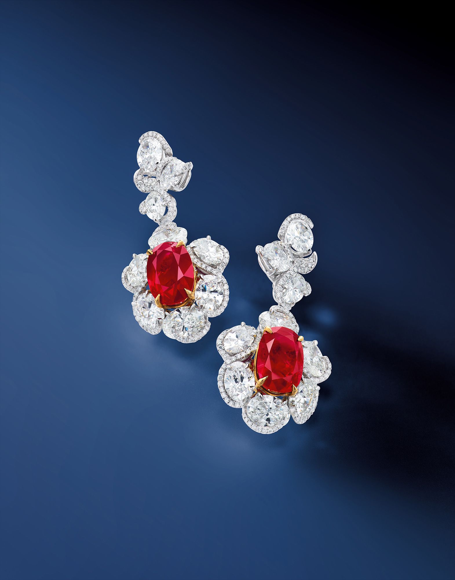 A Pair of Very Fine Ruby and Diamond Earrings