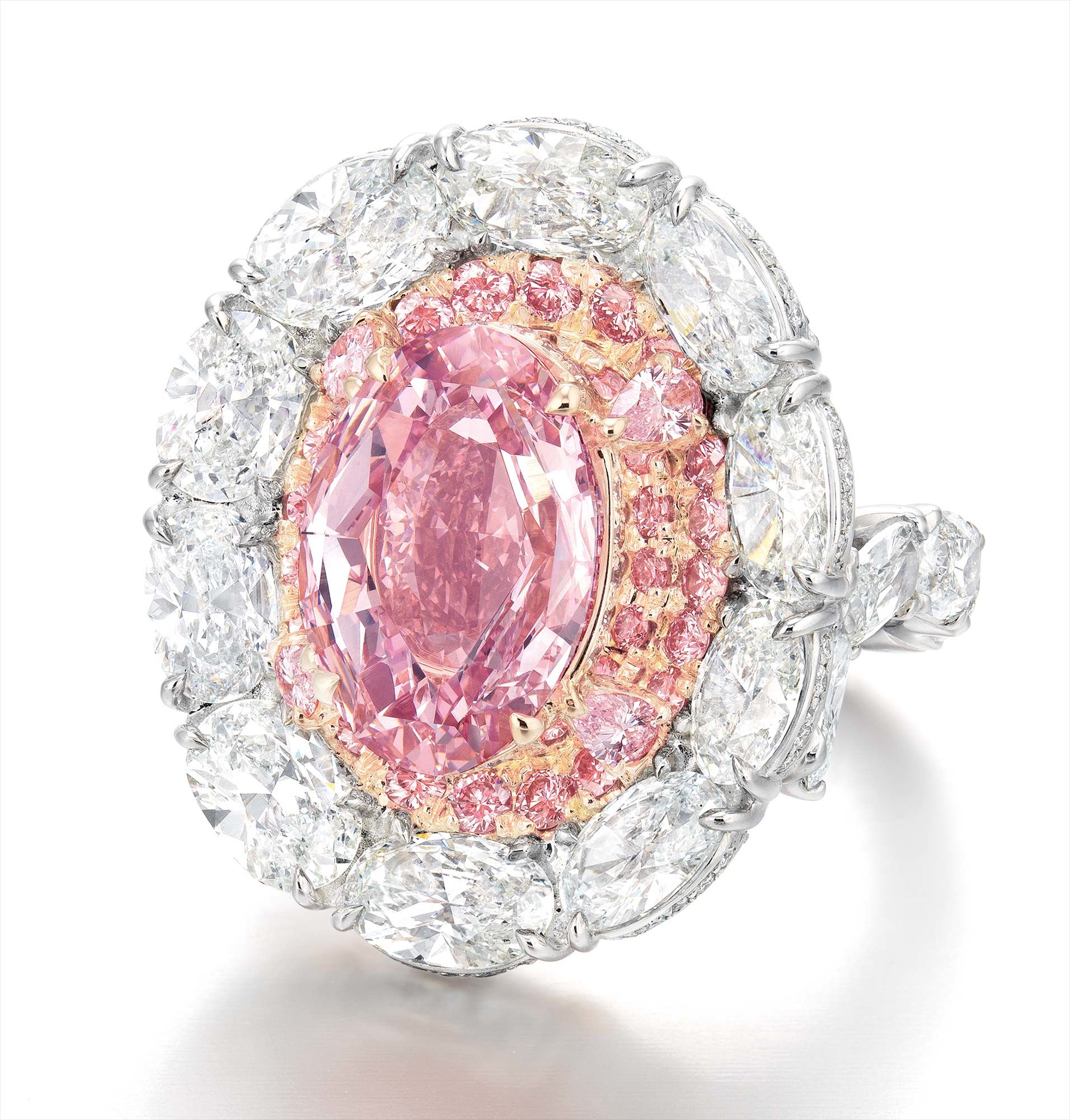 A Spectacular Fancy Vivid Purplish Pink Diamond, Fancy Vivid Pink Diamond and Diamond Ring
