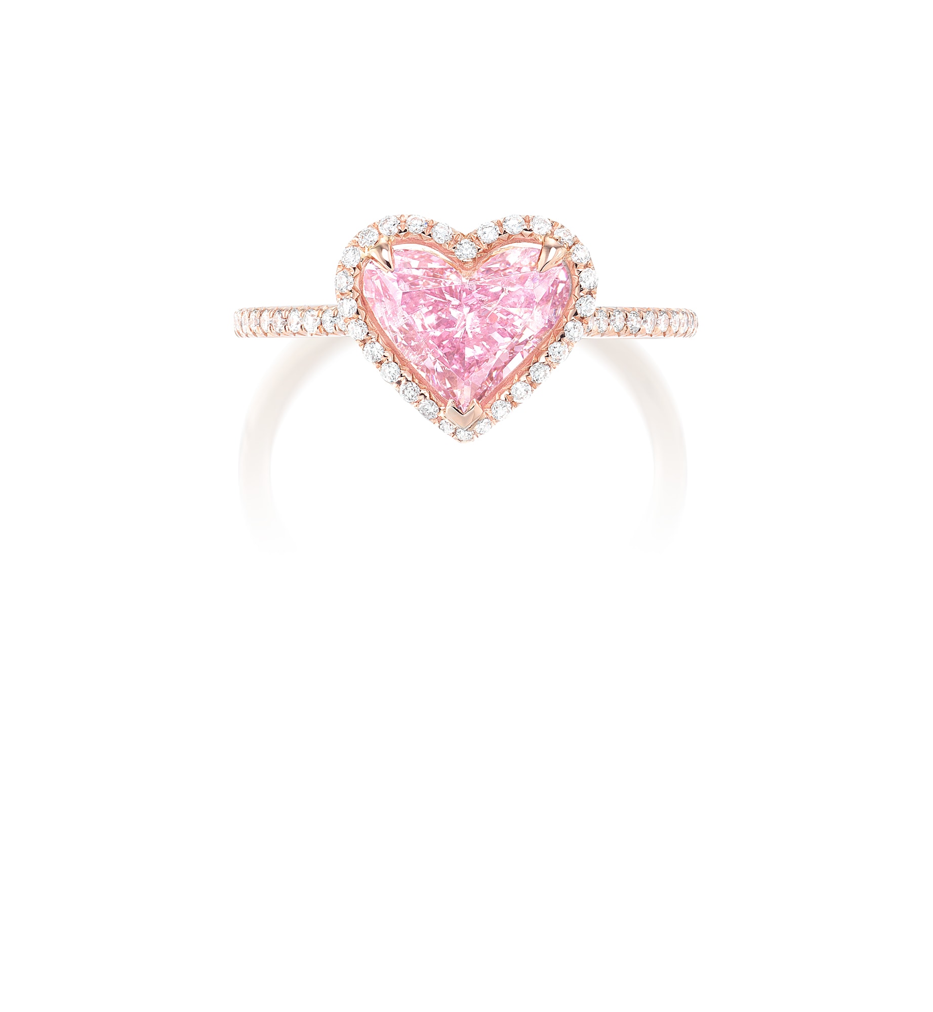 <p>A 1.55 carat Fancy Intense Pink Diamond and Diamond Ring</p>