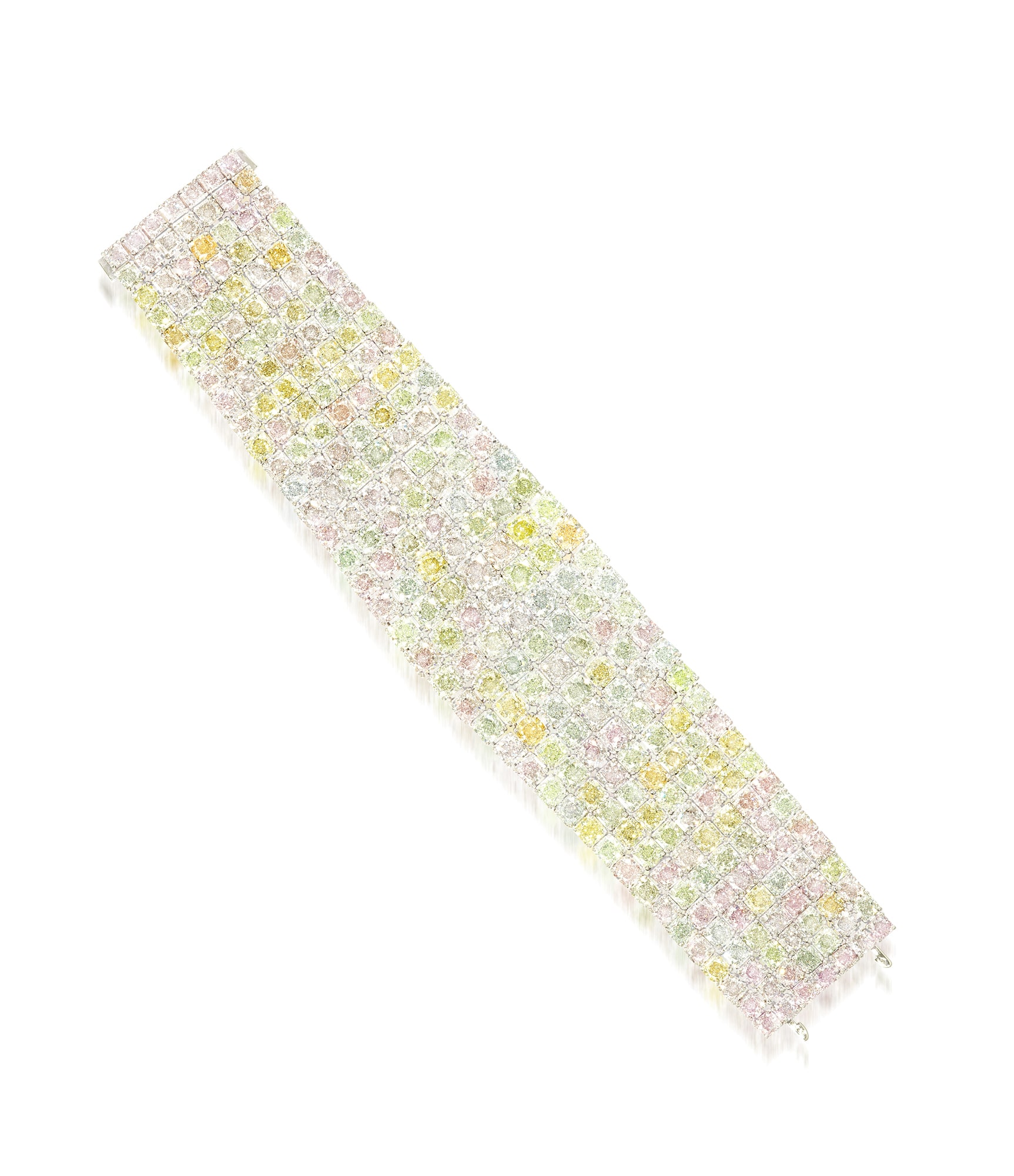 <p>A Multi-Coloured Diamond Bracelet, Coloured Diamonds weighing 125.76 carats total</p>