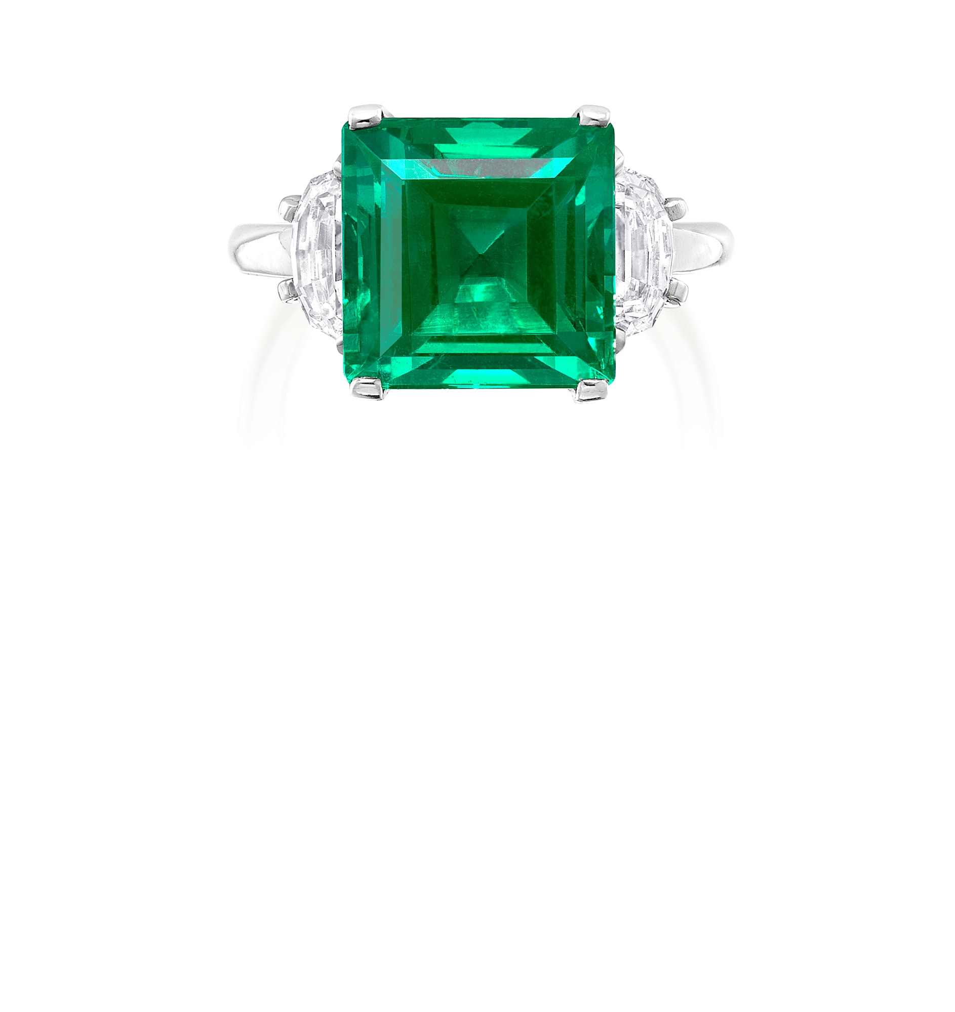 <p>A 5.35 carat Colombian No Oil Emerald and Diamond Ring</p>
