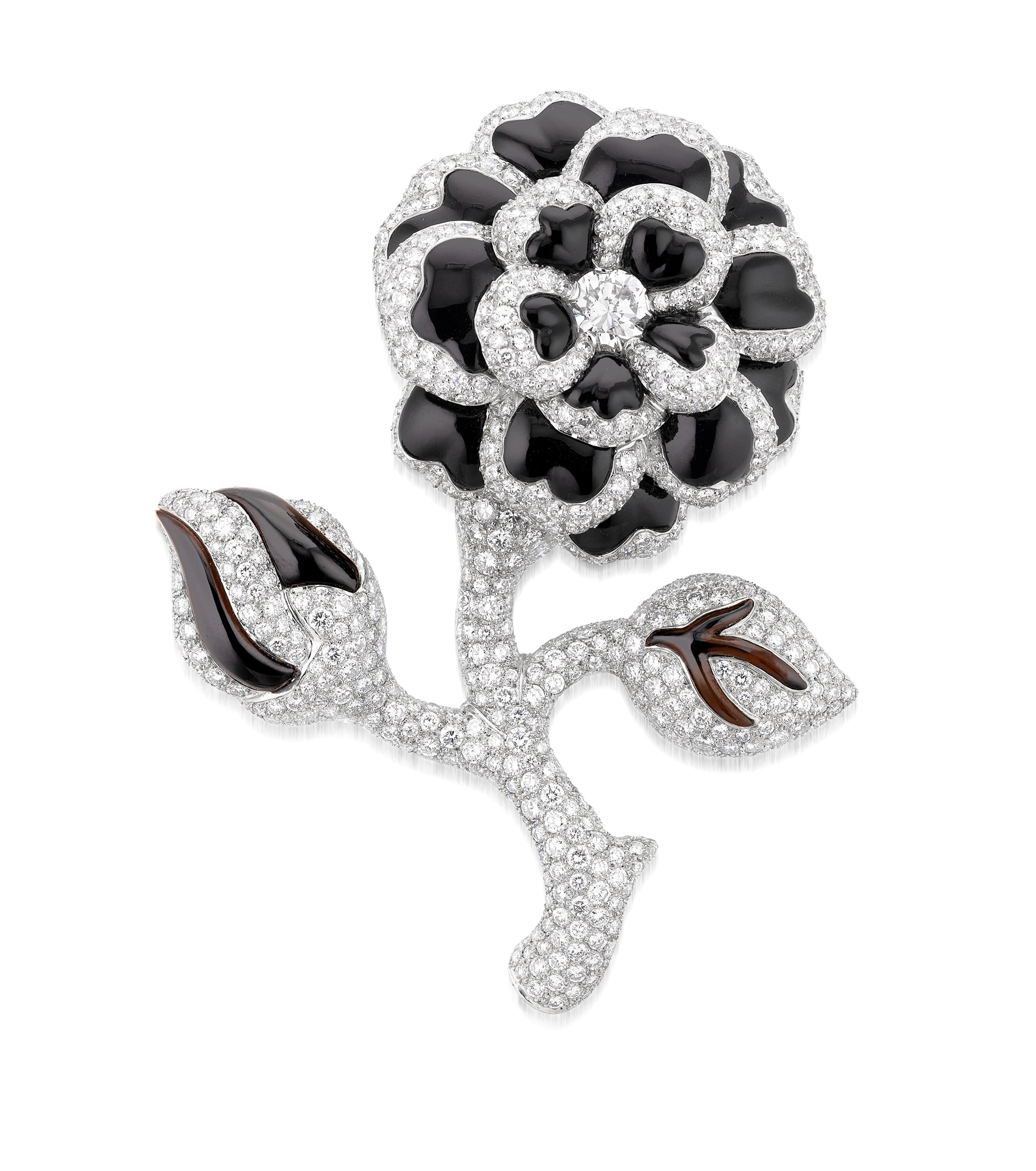 <p><strong>CHANEL</strong> <em>Diamond and Onyx Brooch</em>,<em> 'Camellia'</em></p>