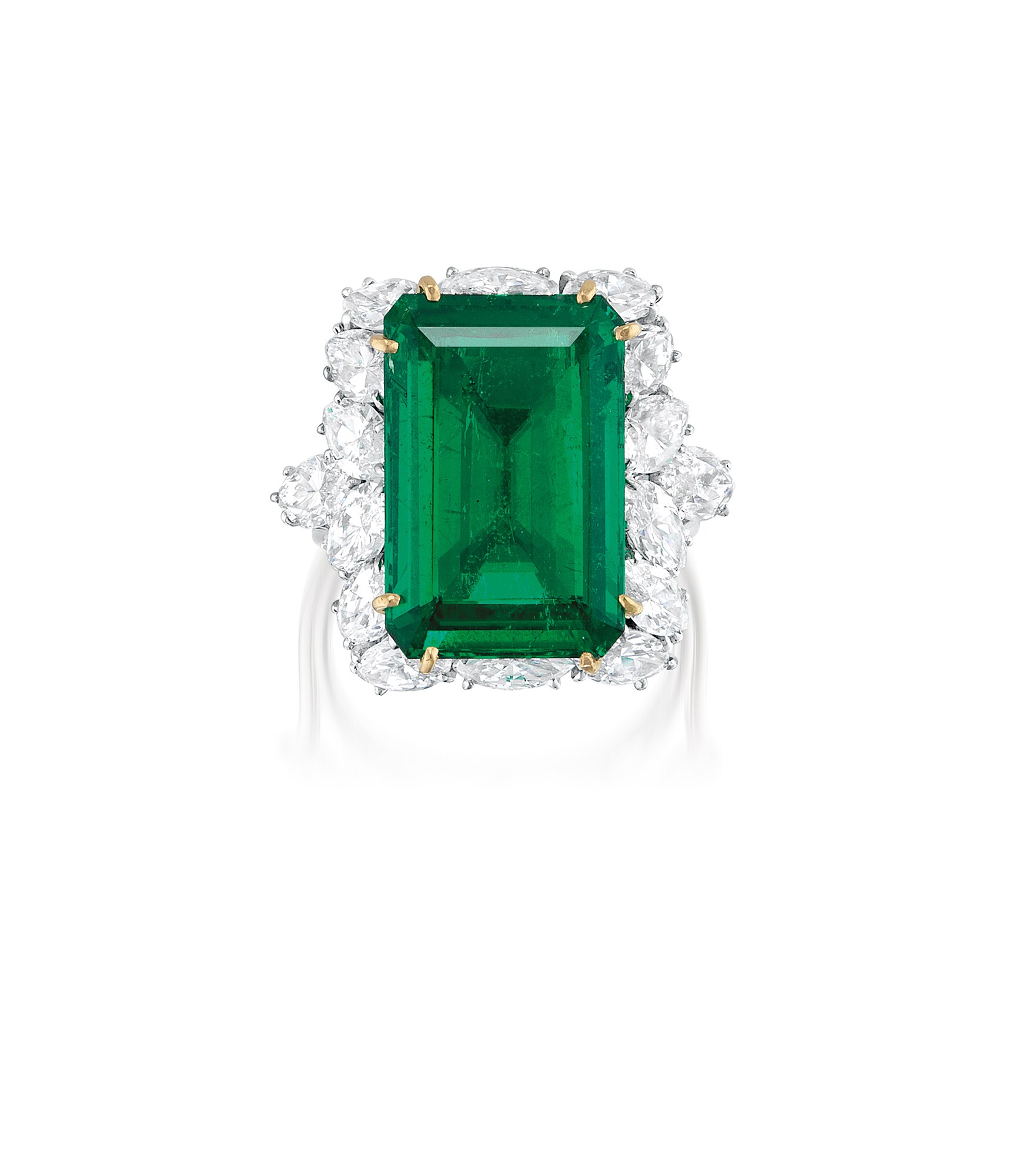 <p><strong>CARTIER</strong>, A 9.89 carat Emerald and Diamond Ring, Circa 1960s</p>
