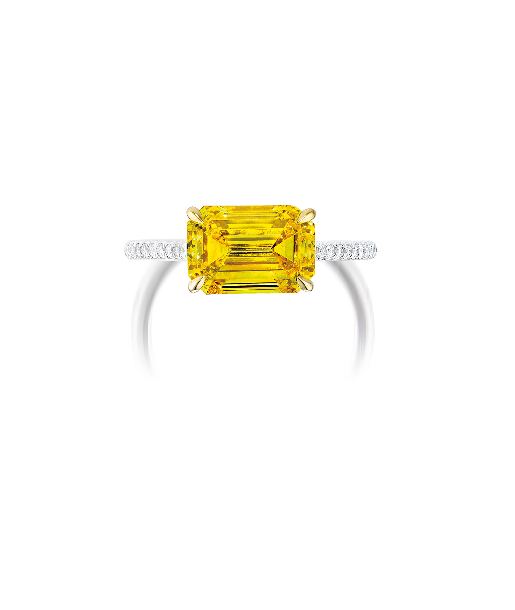 <p>A 3.03 carat Fancy Vivid Yellow Diamond and Diamond Ring&nbsp;</p>
