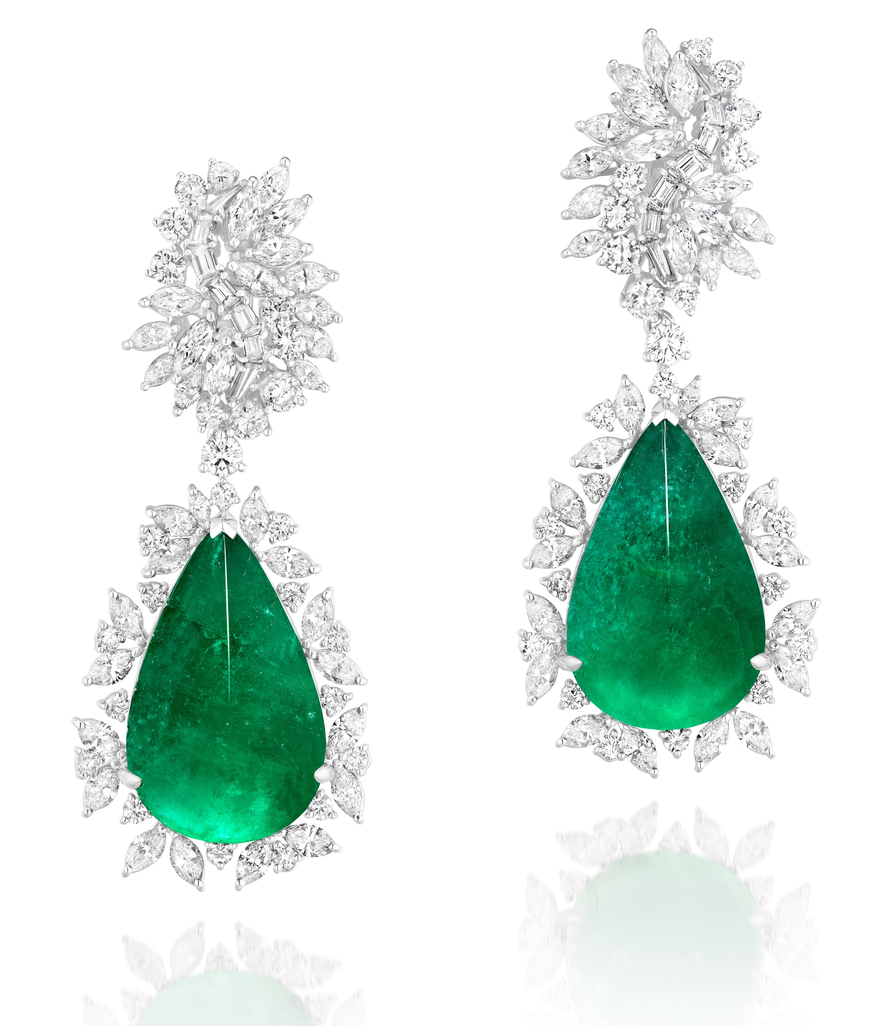 <p><strong>ALEXANDER LAUT</strong>, A Pair of 44.68 and 45.31 carat Zambian Emerald and Diamond Earrings</p>