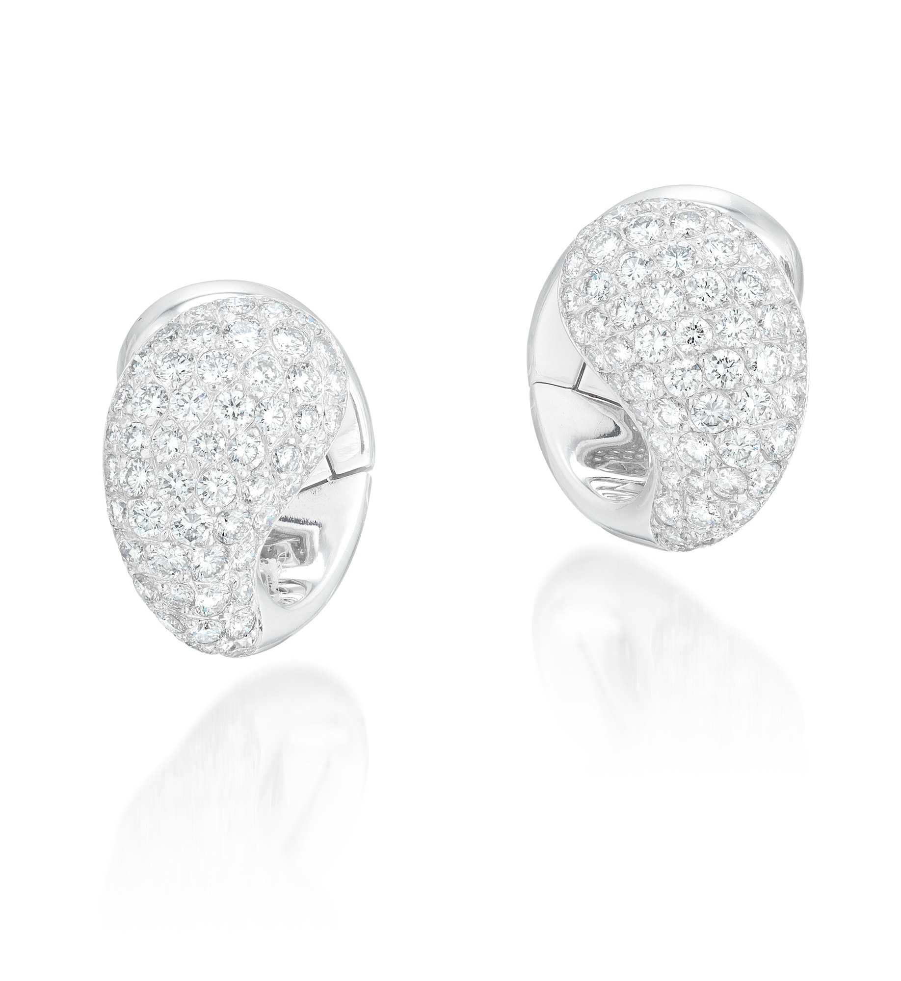 <p><strong>CARTIER</strong>, A Pair of White Gold and Diamond "Le Yin Et Le Yang" Earrings, Circa 1999</p>