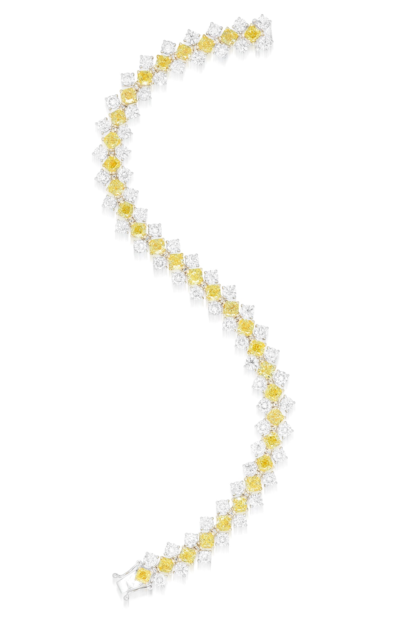 <p>A Coloured Diamond and Diamond Bracelet</p>