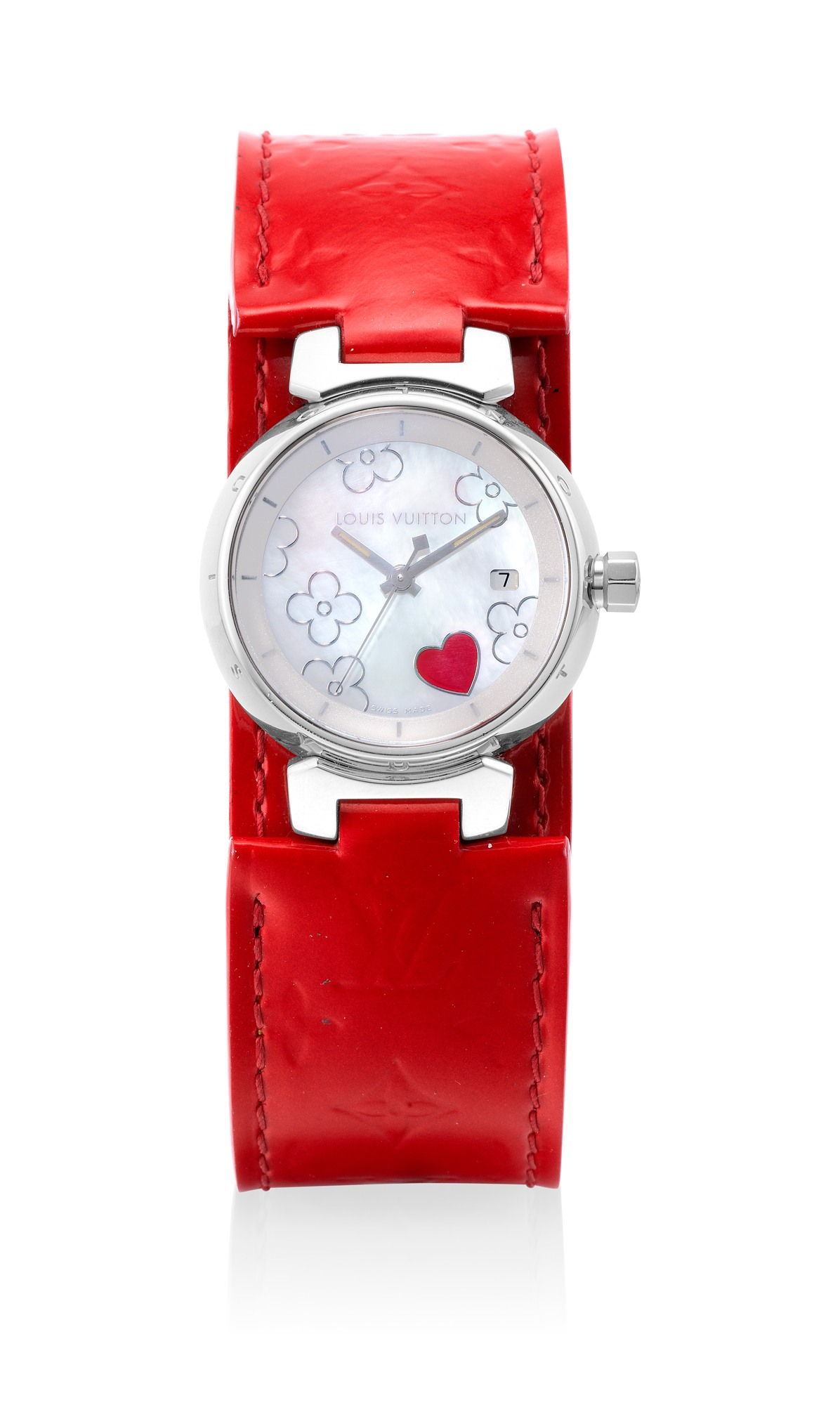 <p><strong>LOUIS VUITTON</strong> Lady&#39;s Stainless Steel and Mother-of-Pearl Wristwatch, &#39;Tambour Lovely Heart&#39;</p>
