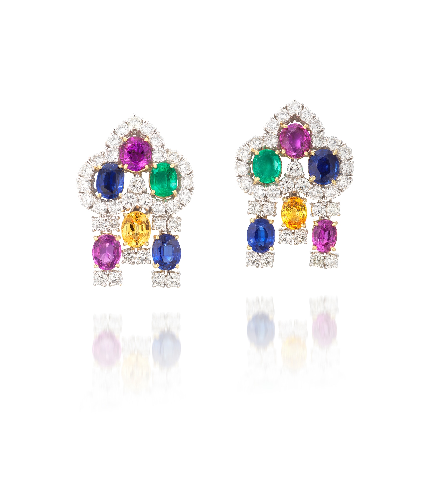 <p><em>Pair of Gem Set and Diamond Earrings</em></p>