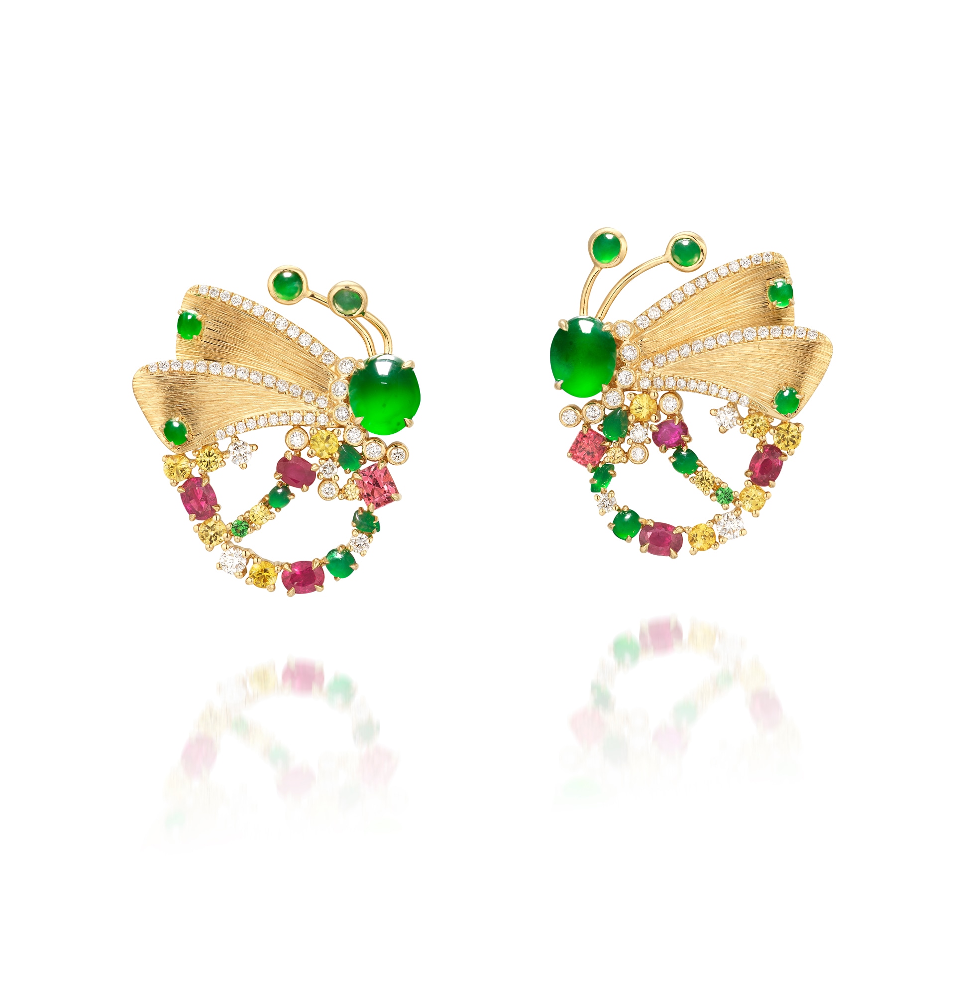 <p><em>Pair of Jadeite, Gem Set and Diamond Earrings</em></p>