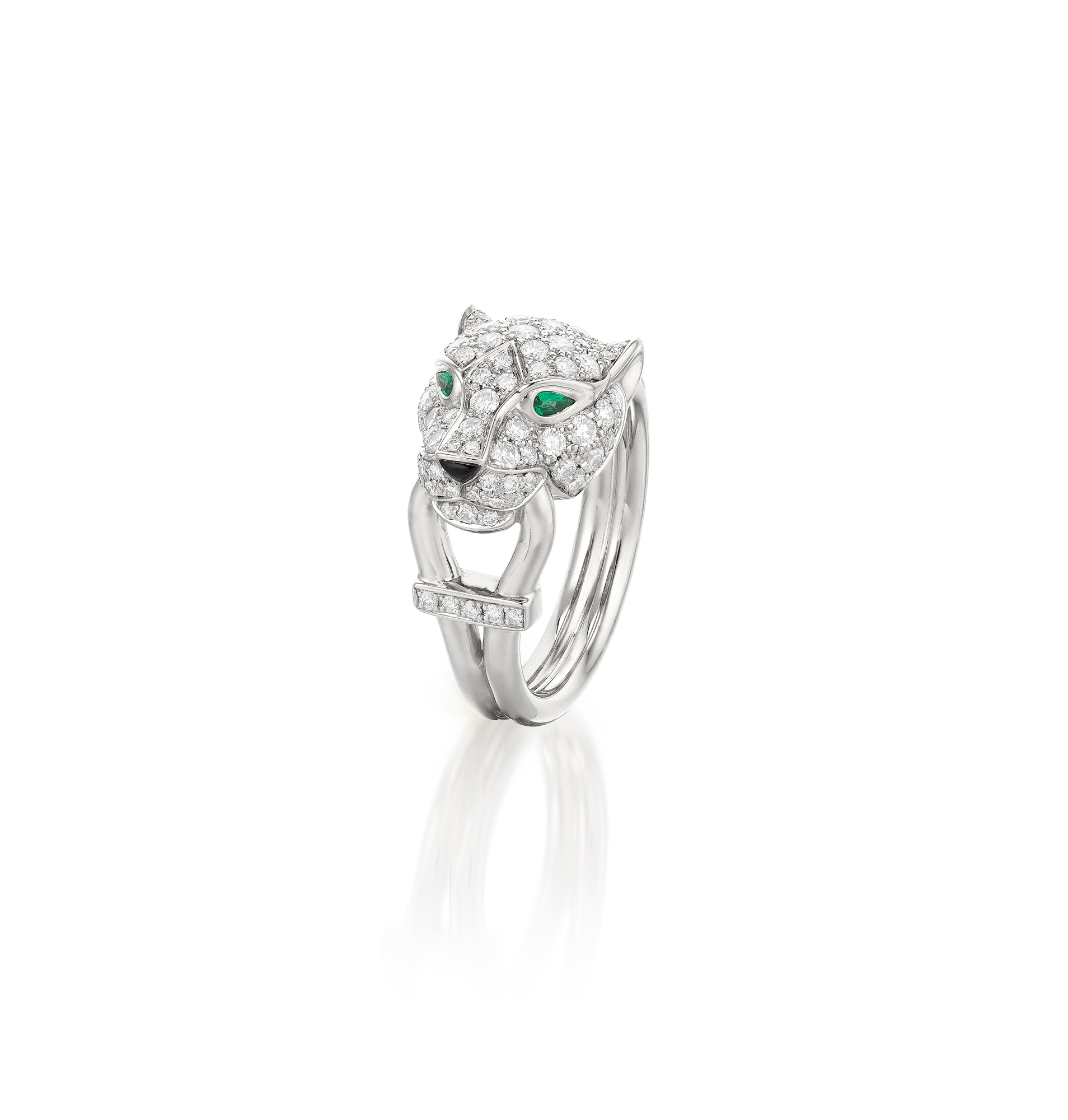 <p><strong>CARTIER</strong> <em>Diamond, Emerald and Onyx Ring, 'Panthère'</em></p>