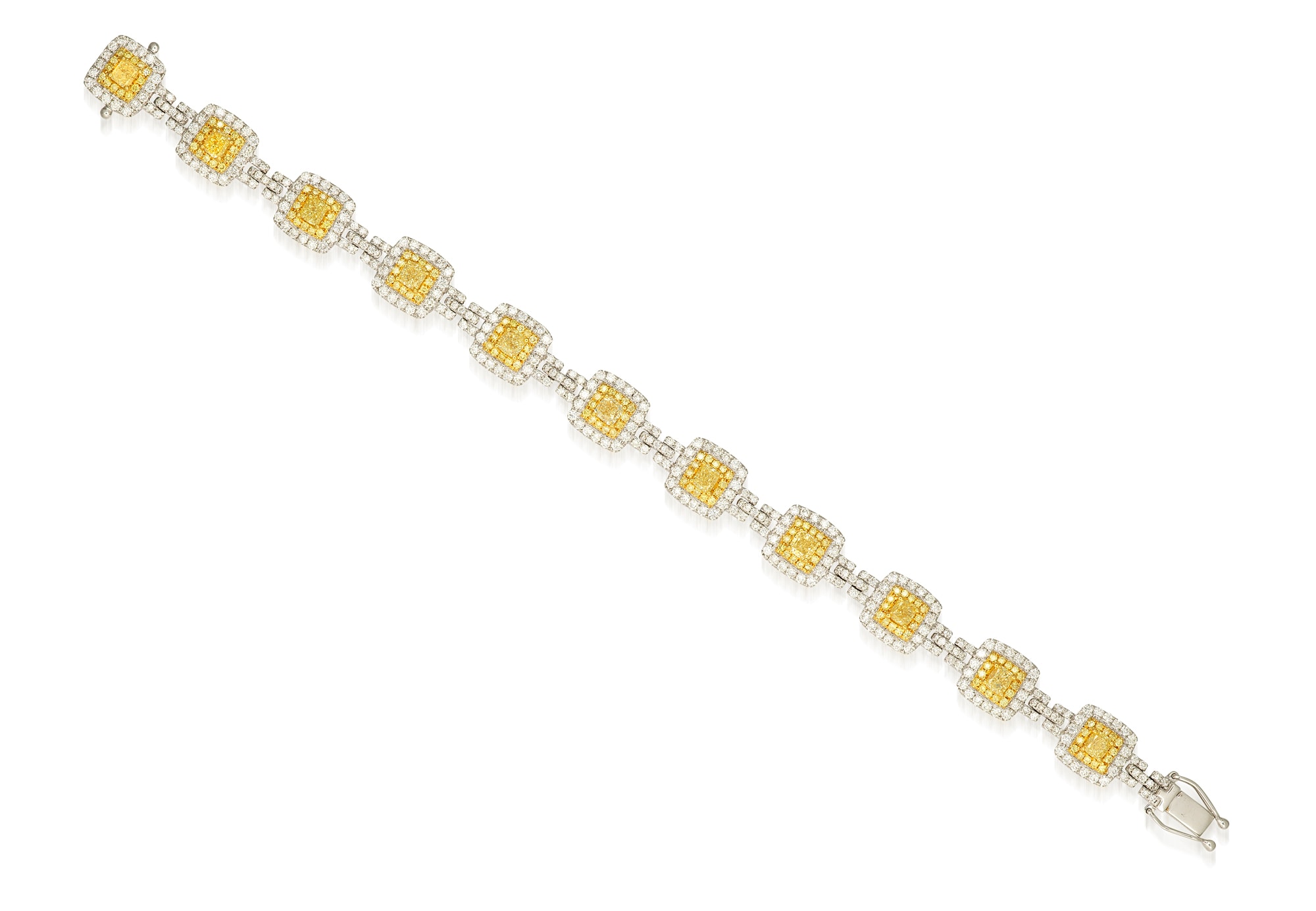 <p>A Coloured Diamond and Diamond Bracelet</p>