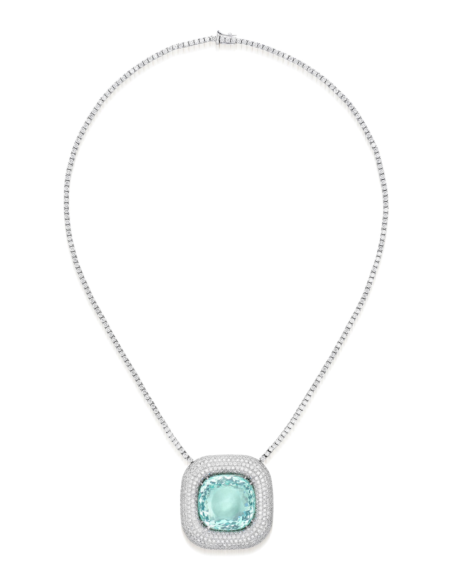 <p>A 66.07 carat Paraíba Tourmaline and Diamond Necklace</p>