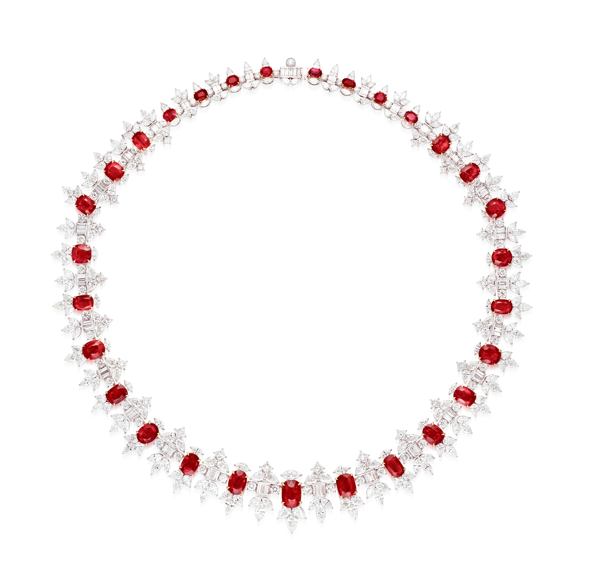 <p>A Burmese Ruby and Diamond Necklace</p>
